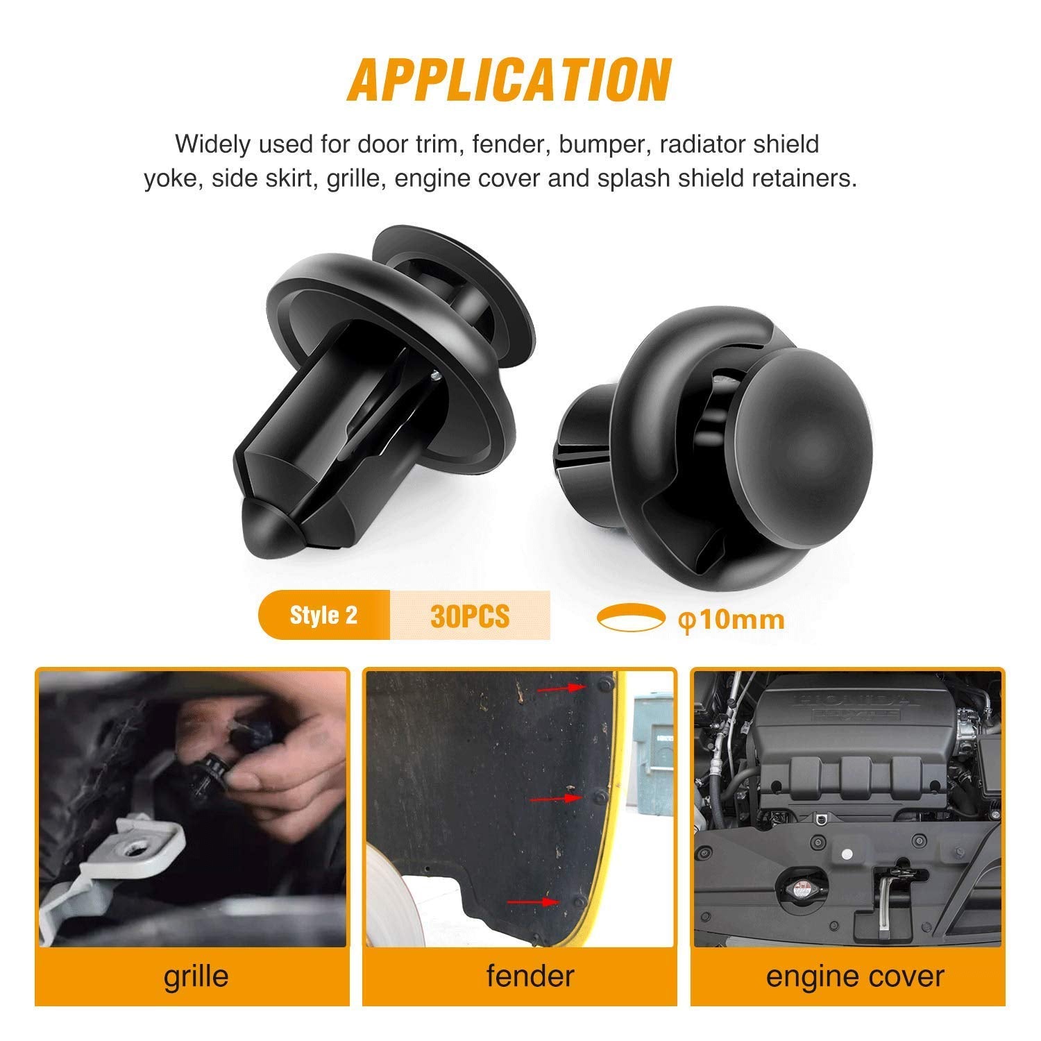 GOOACC GRC-18 100PCS 7mm 8mm 10mm Nylon Push Expansion Screws Replacement Kit,Bumper Fastener Rivet Clips GM 21030249 Ford N807389S