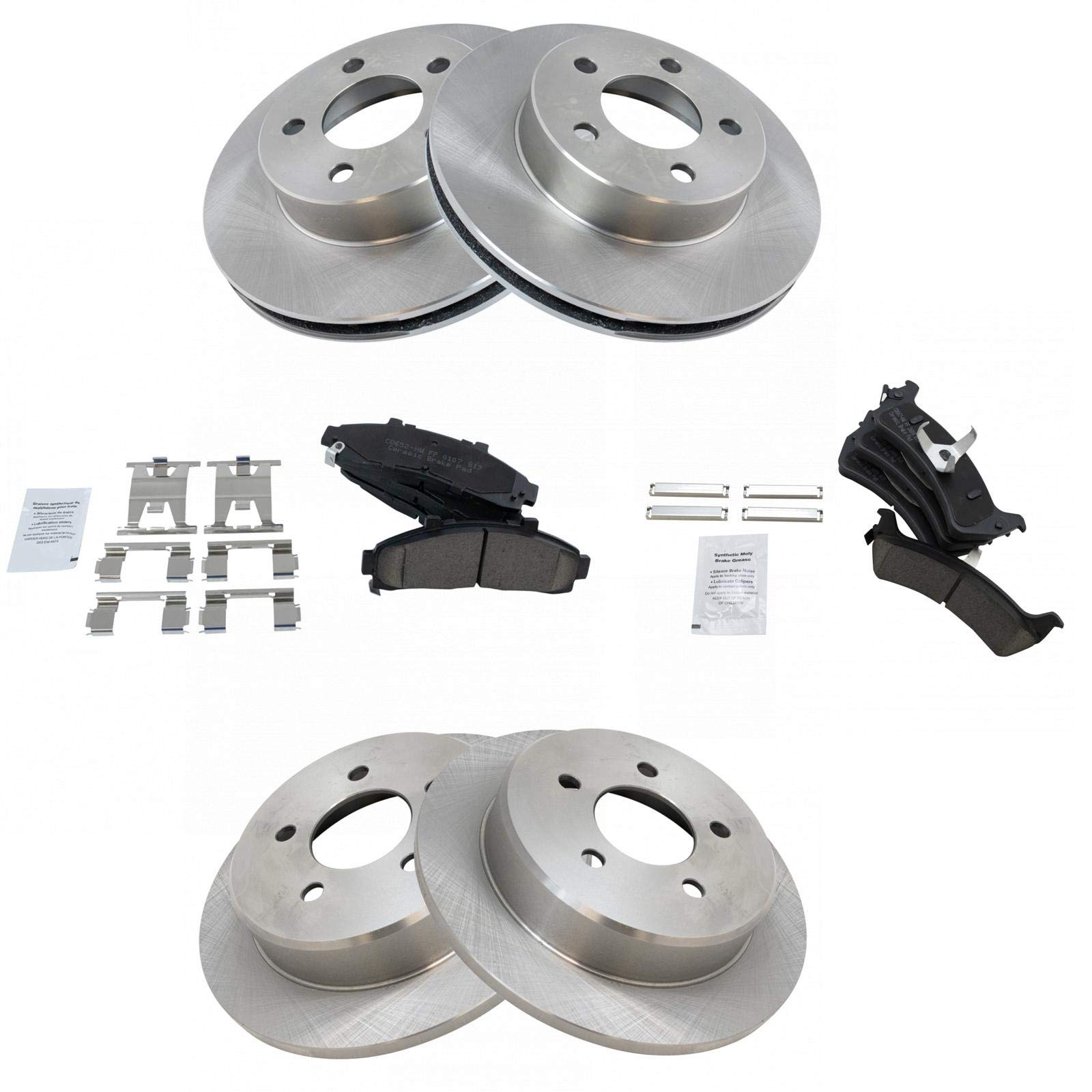 Trq Front And Rear Brake Pad & Rotor Kit Brake Pads Brake Rotor Ceramic Compatible With 1995-2001 Ford Explorer 1998-2001 Mercur