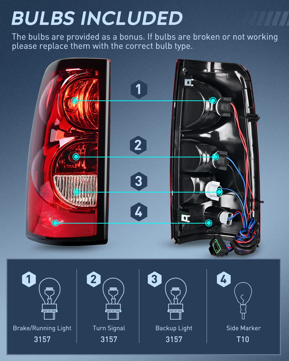 Nilight Taillight Assembly For 2003 2004 2005 2006 Chevy Silverado 1500 1500Hd 2500 2500Hd 3500 2007 Chevrolet Classic Oe Style