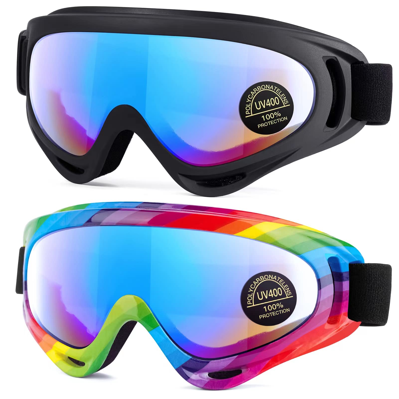 Mambaout Kids Dirt Bike Goggles - 2-Pack Off-Road Racing Goggles For Boys & Girls