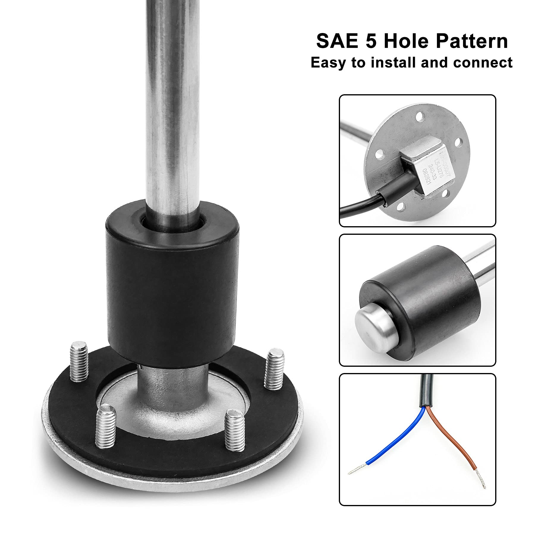 240-33 Ohms 11''(275Mm) Fuel Level Sending Unit For Marine Boat Truck Car Fuel Water Level Gauge Sensor Stainless Steel Fuel Gas