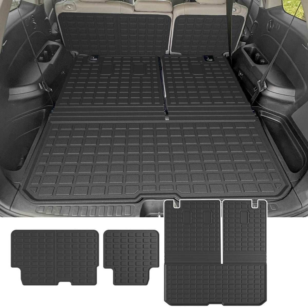 Powoq 8Seat Cargo Mat Compatible With 2016-2022 Honda Pilot Trunk Mat Liner Replacement For 2016-2022 Honda Pilot(Trunk Backrest