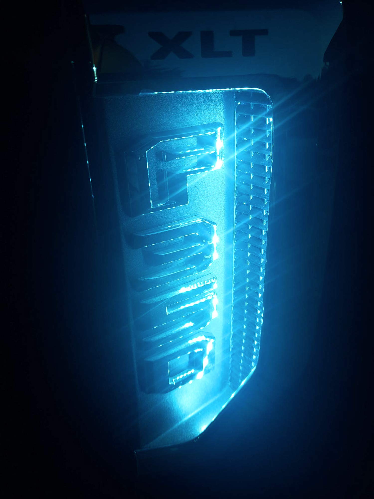 Ijdmtoy Ice Blue Led Background Illumination Kit Compatible With 2017-2021 Ford F250 F350 F450 Super Duty Side Fender Chrome Emb