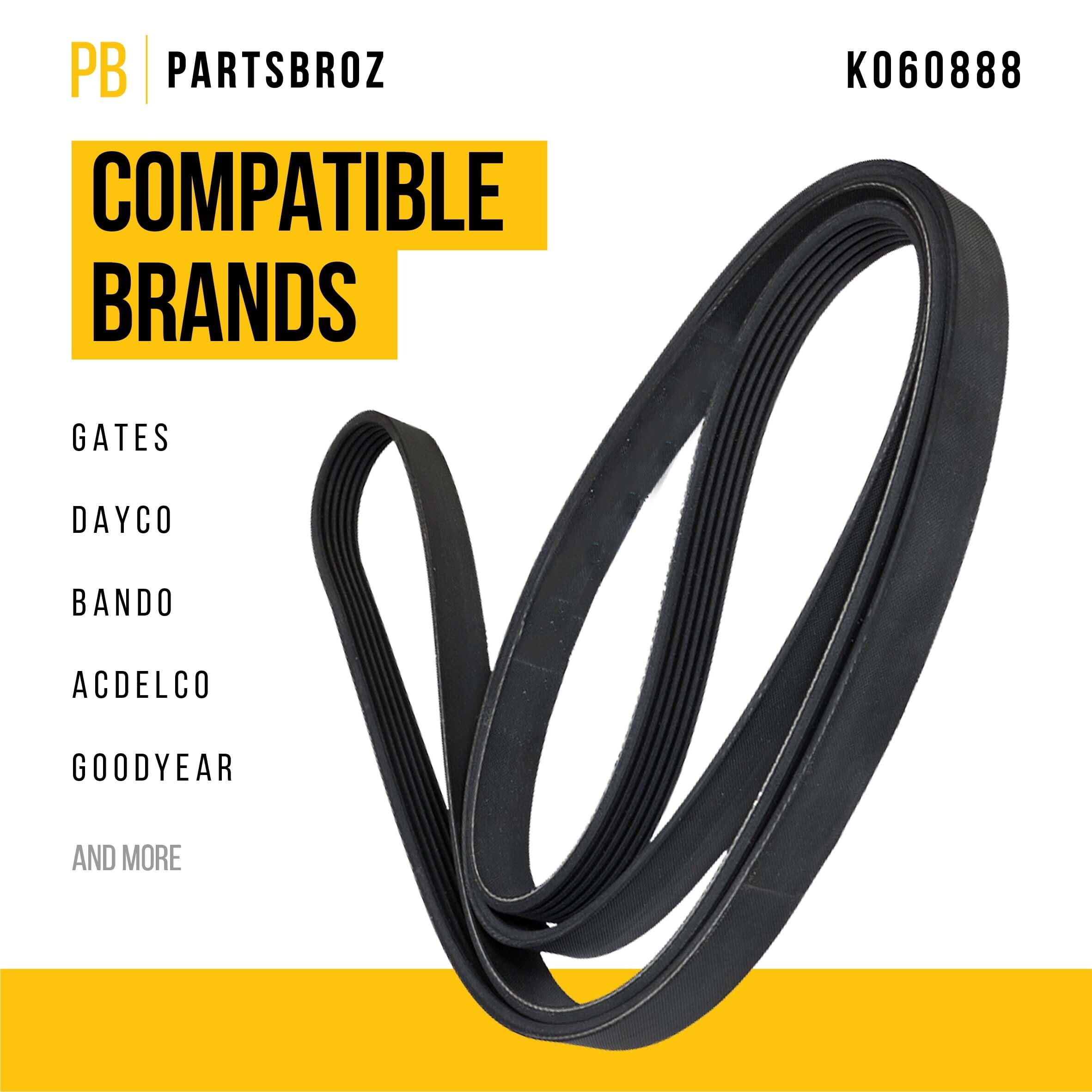 Partsbroz K060888 Micro-V Serpentine Drive Belt - Compatible With Gates Dayco Bando Acdelco Goodyear Continental Masterpro - Rep
