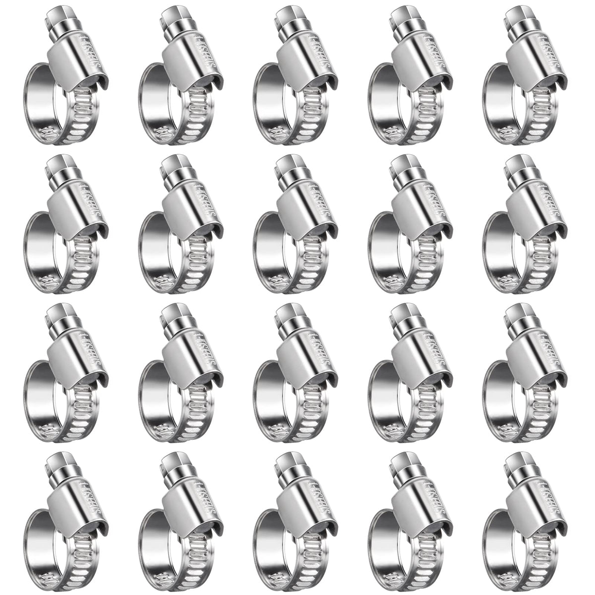 Steelsoft Non-Stripping Worm Gear Hose Clamp Mini Size#4, 5/16 to 1/2 inch Adjustable Stainless Steel Hose Clamps for 3/16 1/4''