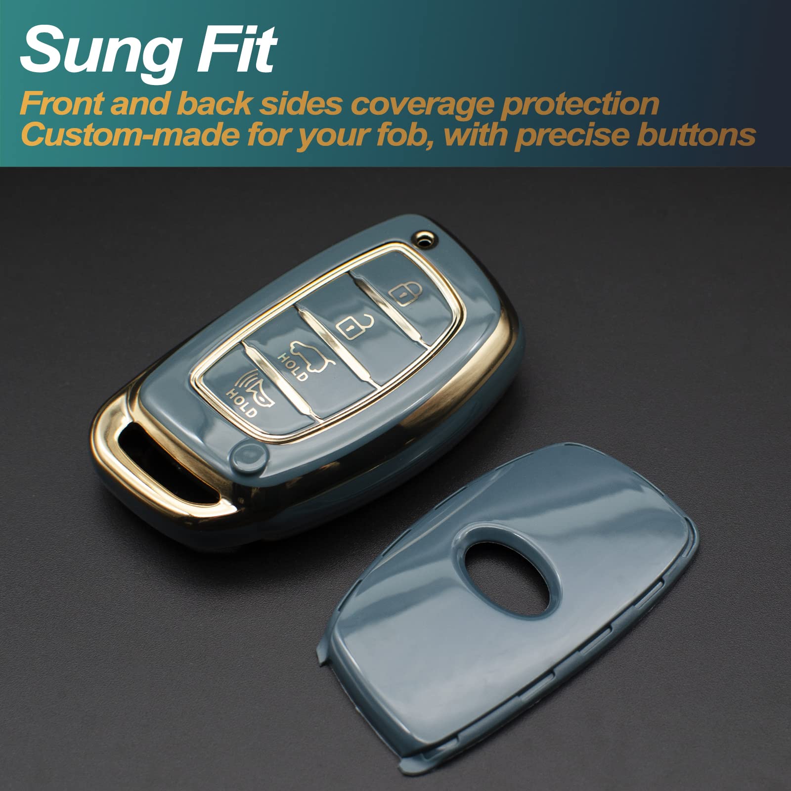Feyoun Key Fob Cover Compatible With Hyundai Elantra Elantra Gt Ioniq Sonata Tucson Smart 4 Buttons Tpu Remote Keyless Key Fob C