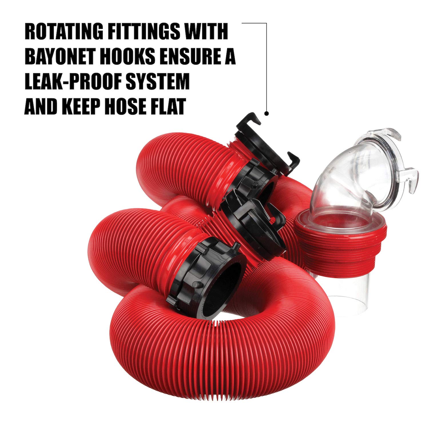 Valterra EZ Coupler 20-Foot RV Sewer Hose Kit for RV Camper, Includes 2 Attachable 10-Foot Hoses with Rotating Fittings and 90 D