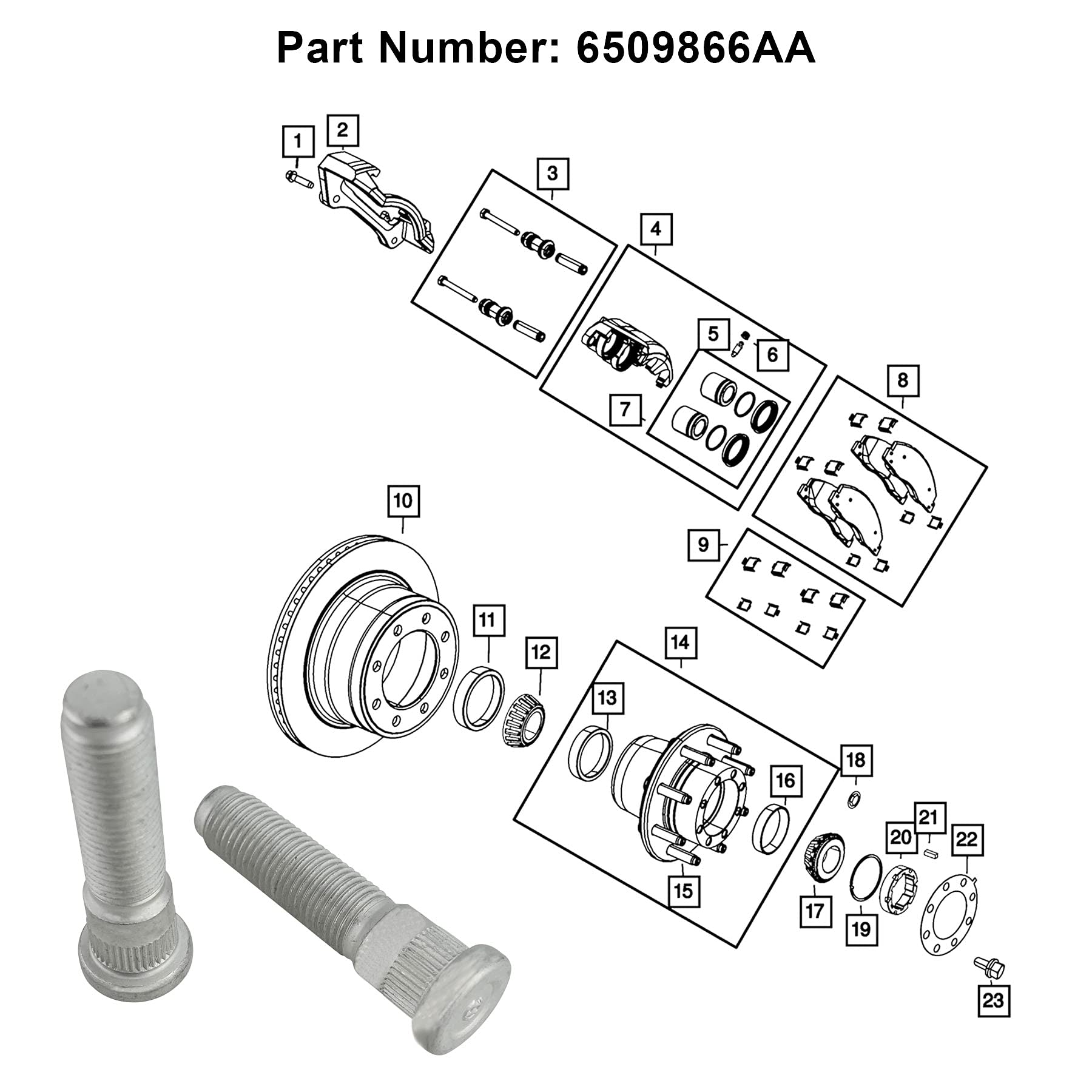 Augrex Wheel Stud Fits For Dodge Ram 2500 3500 2012 2013 2014 2015 2016 2017 2018 2019, 8Pcs 6509866Aa Front Or Rear Wheel Stud
