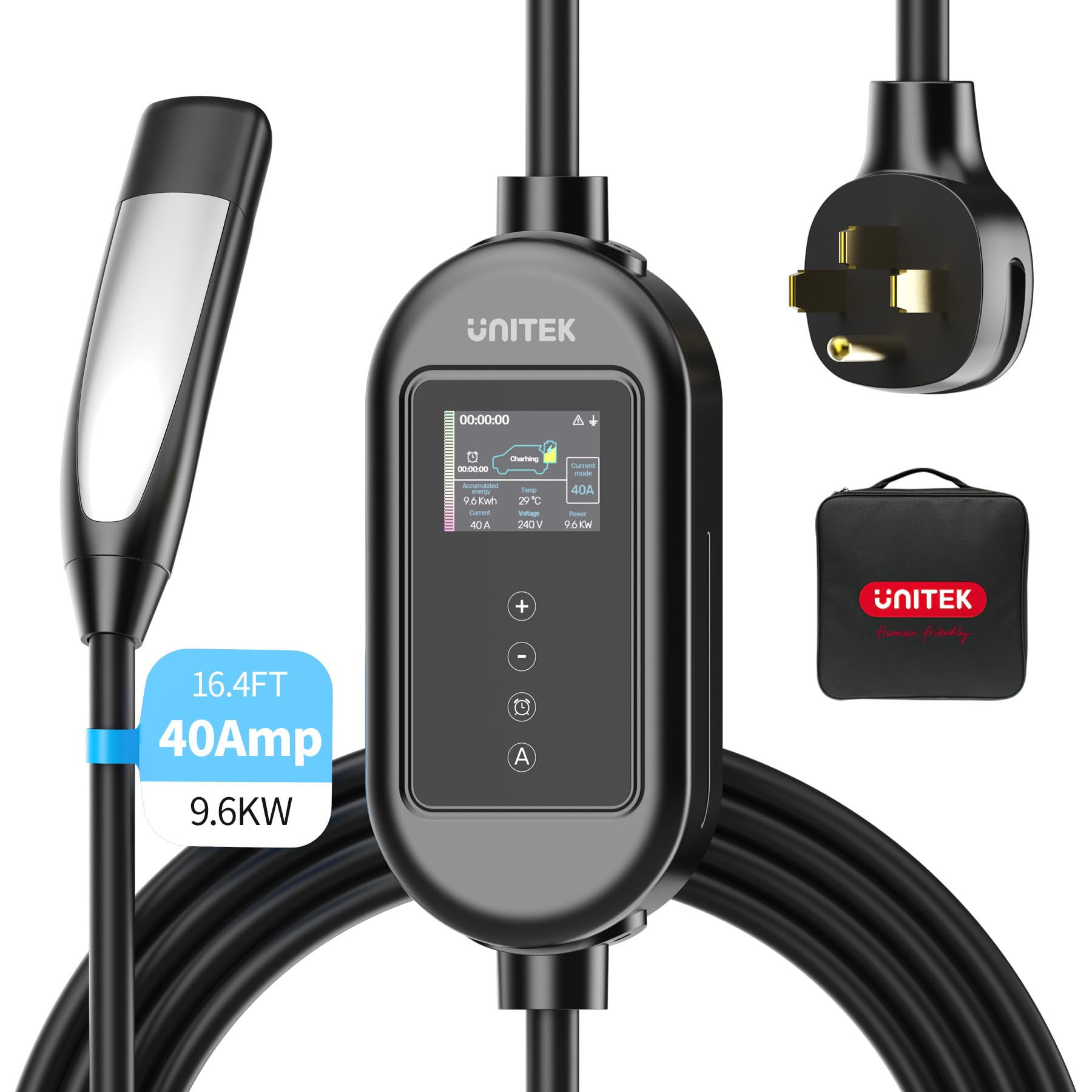 Unitek 40A 9.6KW Tesla Home Charger -Auto Sensing Level 2 Portable Tesla Wall Charger,240V Mobile Charger Connector for Tesla, E