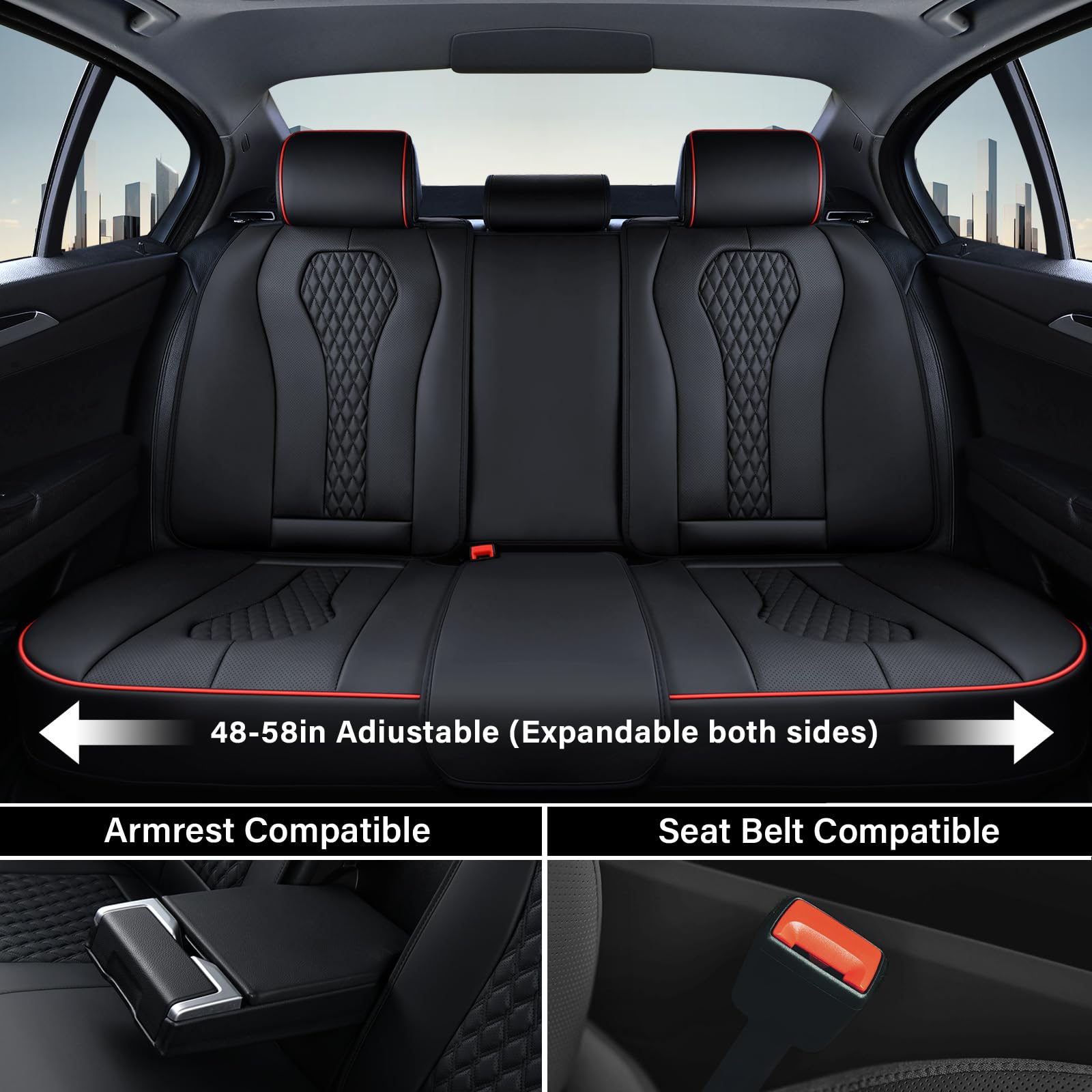 Coverado Car Seat Covers Full Set, Black Seat Covers, Waterproof Car Seat Cover, Car Seat Cushion, Car Seat Covers Front Seats B