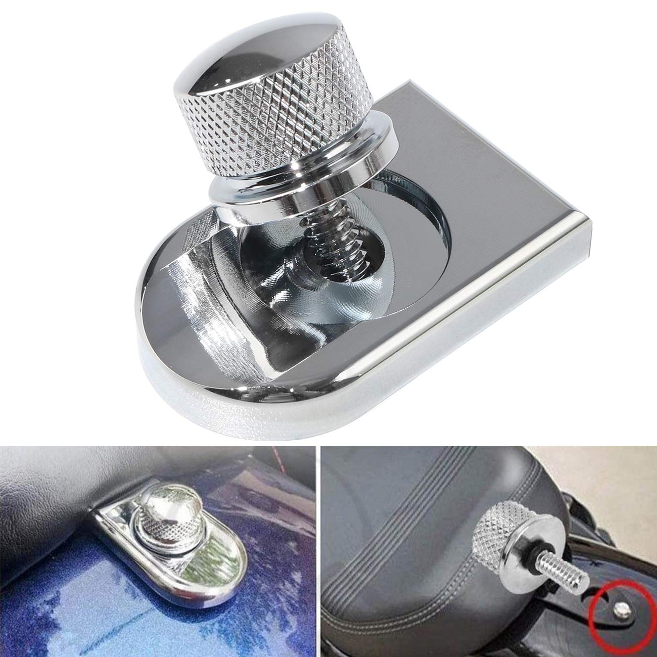 Buyinhouse Motorcycle Seat Bolt Tab Screw Mount Knob Cover For Harley Fatboy Road King Softail 1996 To 2021, Chrome