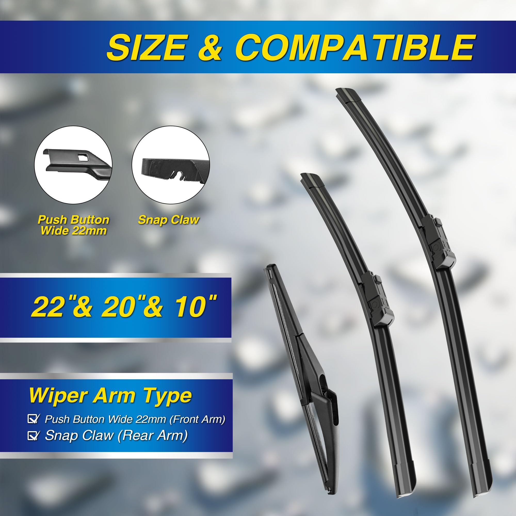 5 Plus Windshield Wiper Blades Replacement For 2023-2015 Jeep Renegade Windshield Wipers (Pack Of 3), Automotive Replacement Win