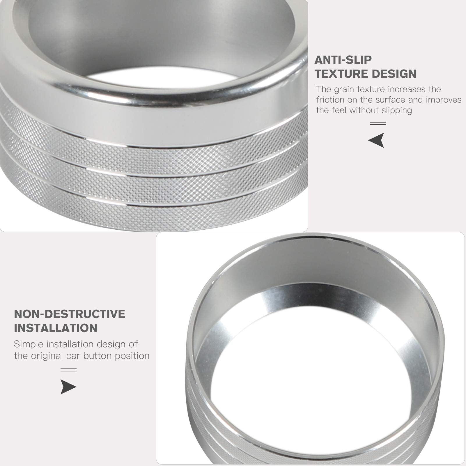 Voodonala for Dodge RAM Aluminum Center Console AC Radio Switch Knob Cover for 2018-2025+RAM Interior Accessories, 5pcs Silver