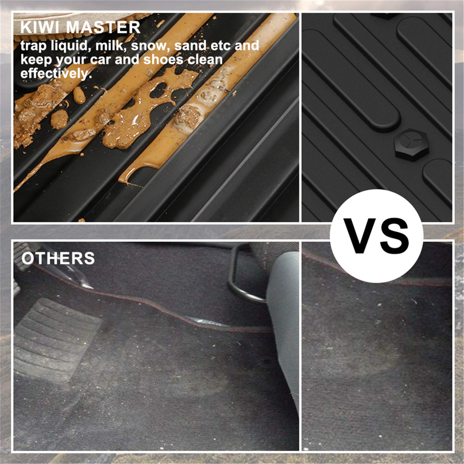 Kiwi Master Floor Mats For 2014-2018 Subaru Forester All Weather Protector Mat Liners Front Rear 2 Row Seat Tpe Slush Liner Blac
