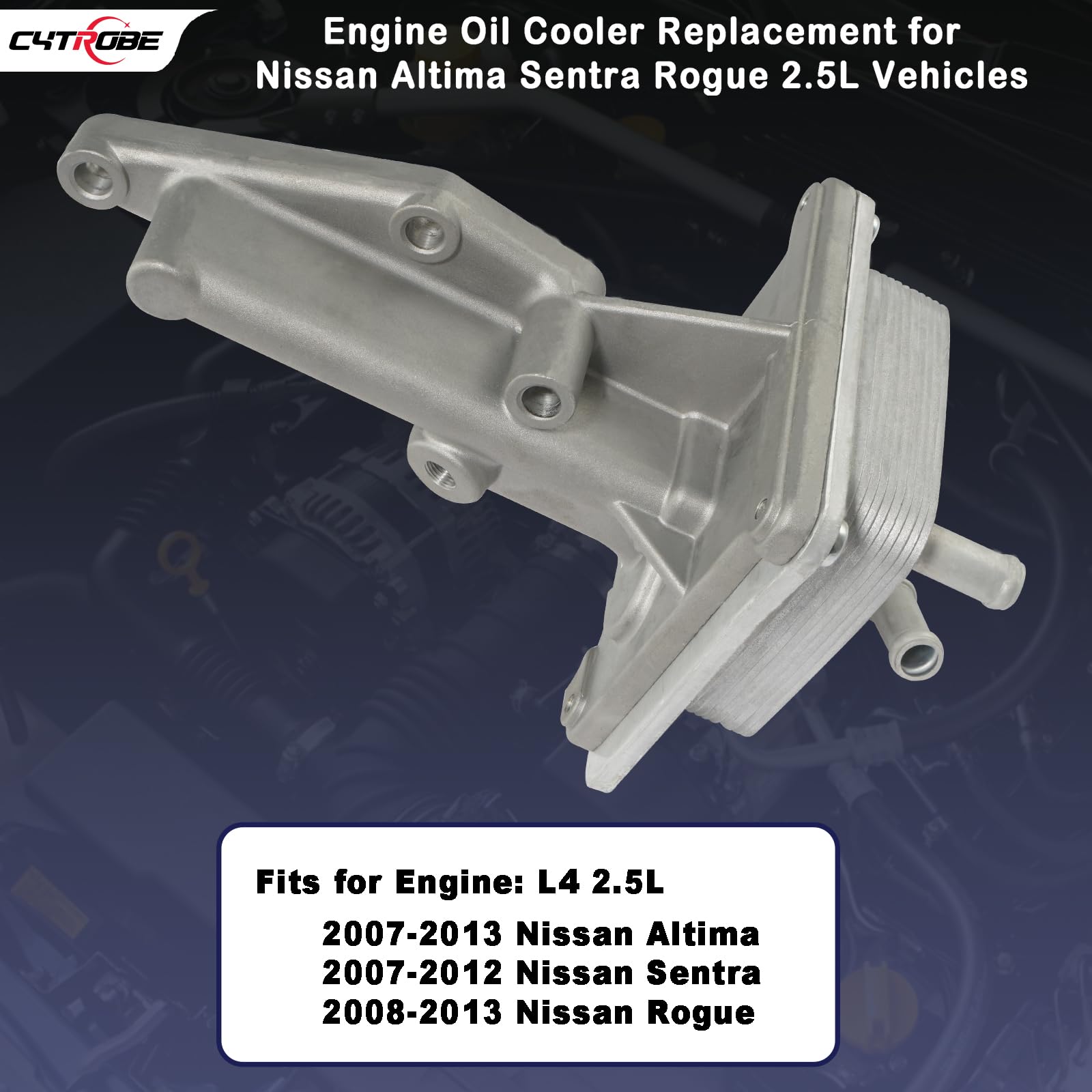 Cytrobe Engine Oil Cooler Kit With Gaskets Compatible With 2007-2013 Nissan Altima, 2007-2012 Nissan Sentra, 2008-2013 Nissan Rogue 2.5L L4 Replaces# 21300-Ja06A 918-402 21304-Ja00A
