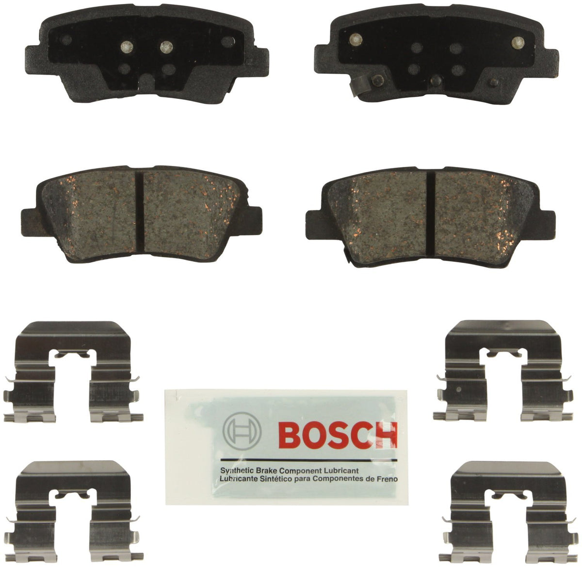 BOSCH BE1544H Blue Ceramic Disc Brake Pad Set With Hardware - Compatible With Select Hyundai Accent, Elantra, Elantra Coupe; Kia