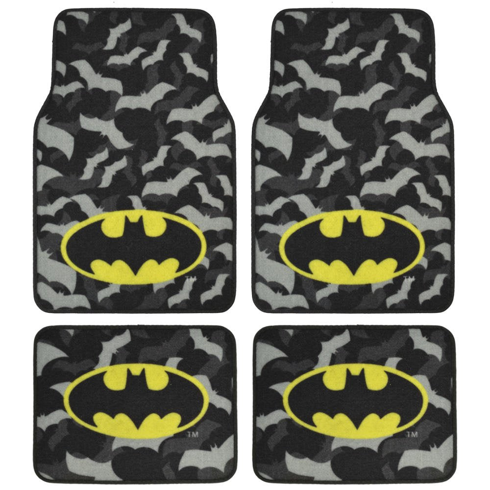 Bdk Wbmt-2301 Wbmt2301 Batman Carpet Floor Mats, 4 Piece, Black/Gray