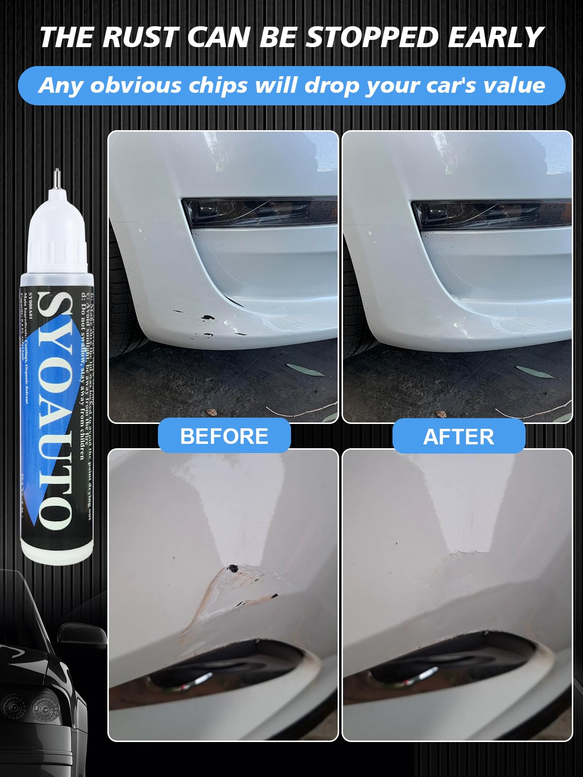 Syoauto White Touch Up Paint For Cars, White Car Touch Up Paint White Auto Paint Scratch Repair Automotive Touchup Paint Pen 2 I