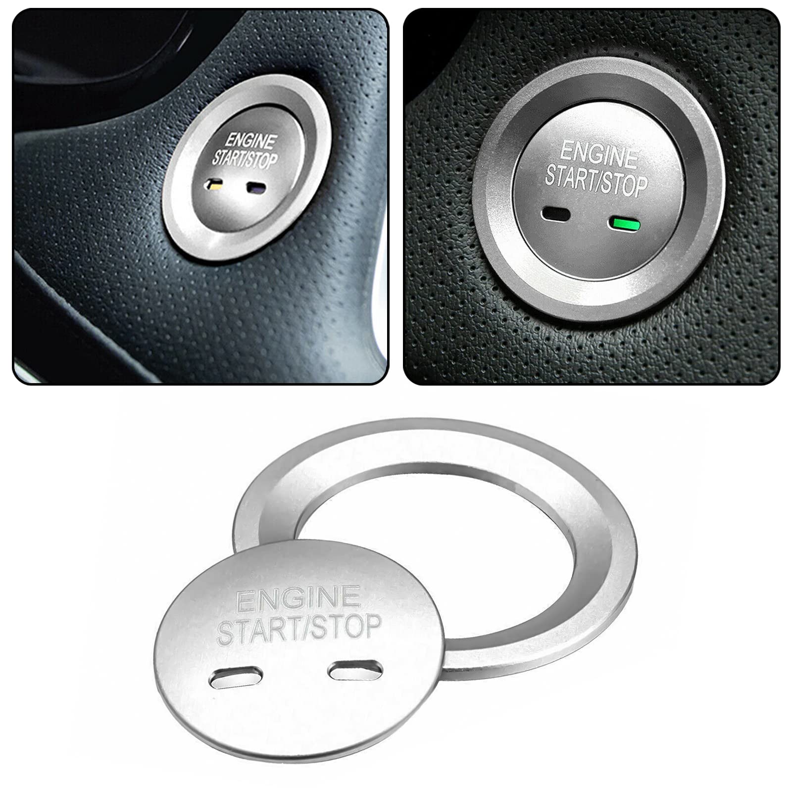 Xotic Tech Aluminum Alloy Engine Start Button,Power Ignition Switch Button Cover Trim & Ring Sticker Compatible With Chevrolet E