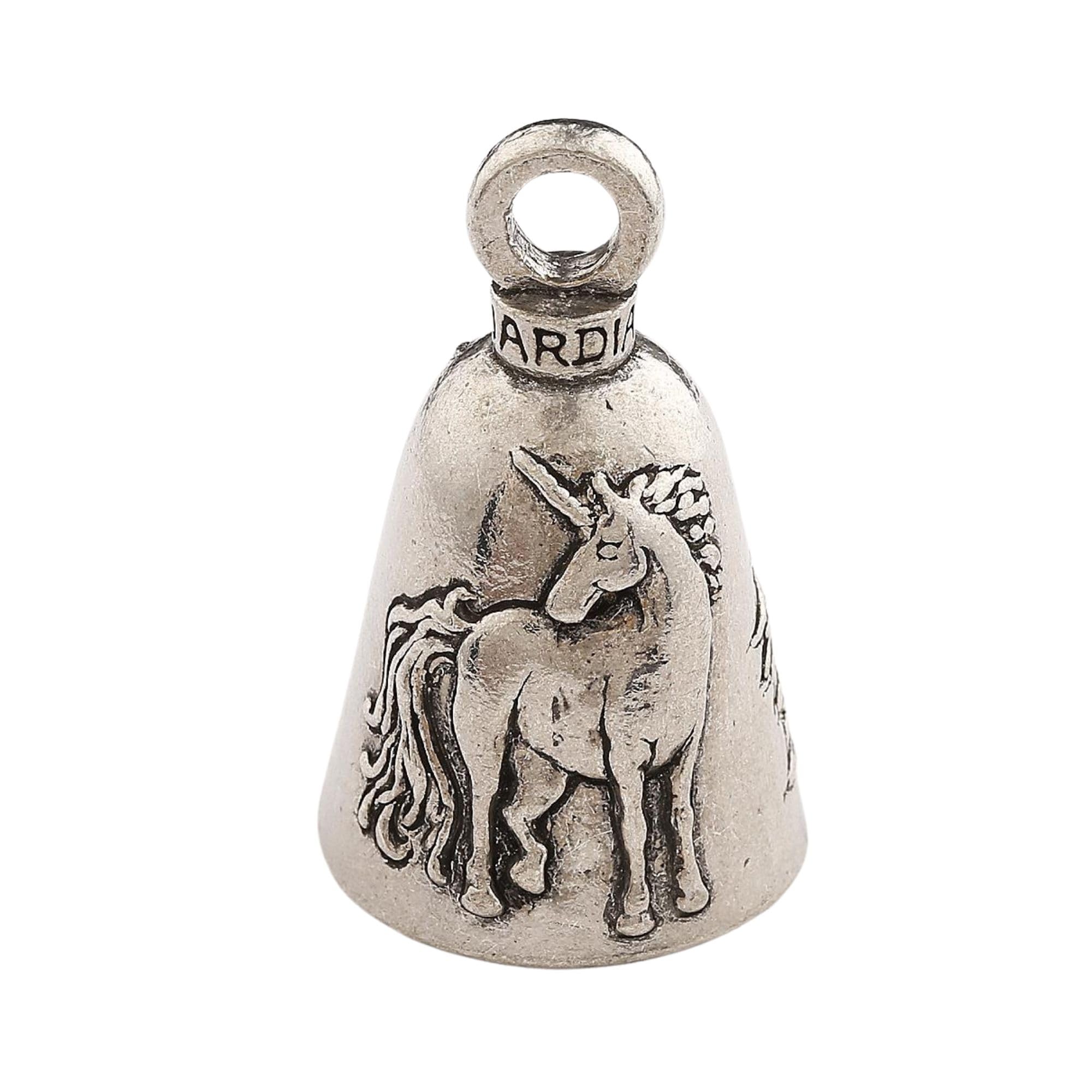Guardian Bell Unicorn Good Luck Bell W/Keyring & Black Velvet Gift Bag | Motorcycle Bell | Lead-Free Pewter | Good Luck Gift To 