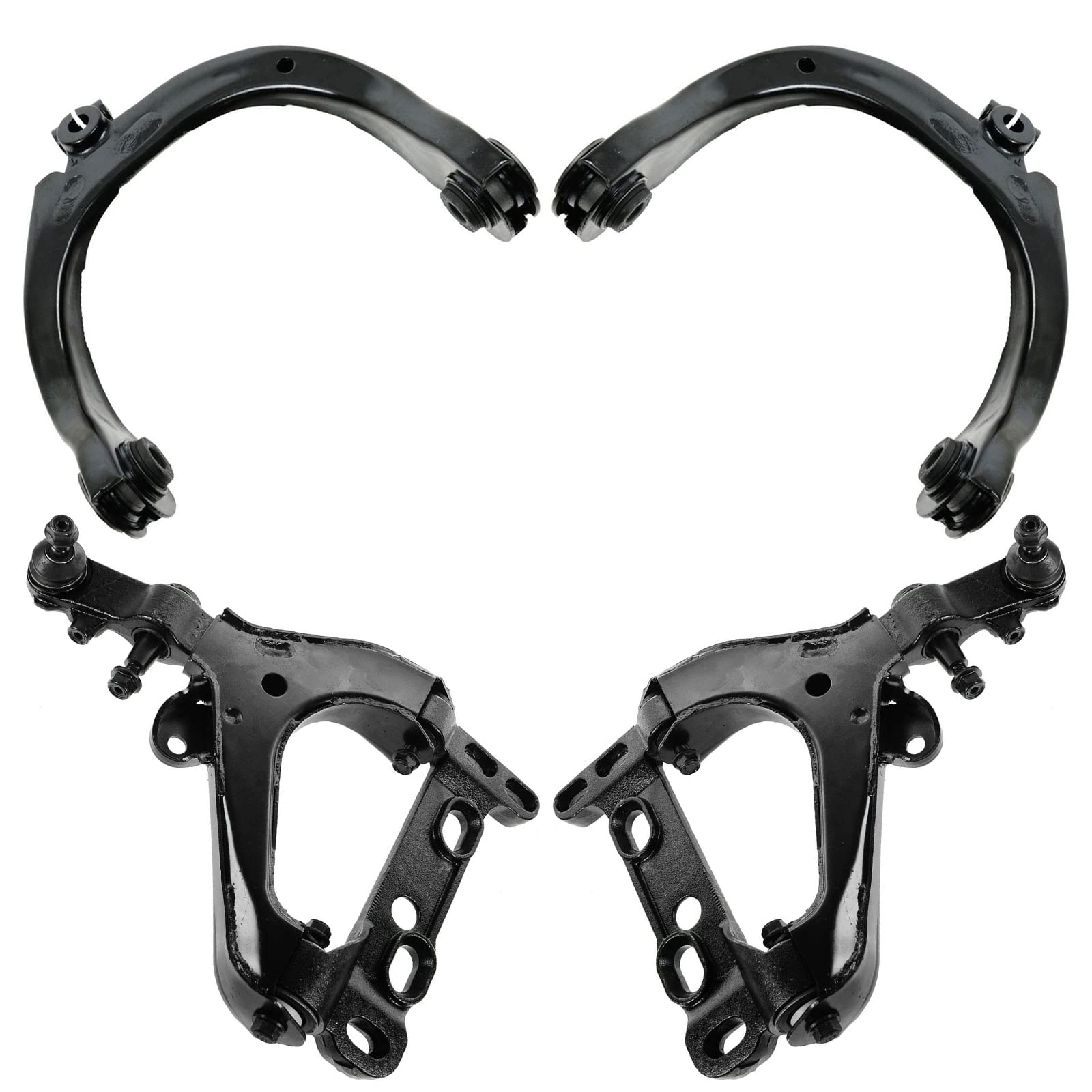 TRQ Front Upper & Lower Control Arm with Ball Joint Set Compatible with 2008-2009 Chevrolet Trailblazer GMC Envoy 2008 Isuzu Asc