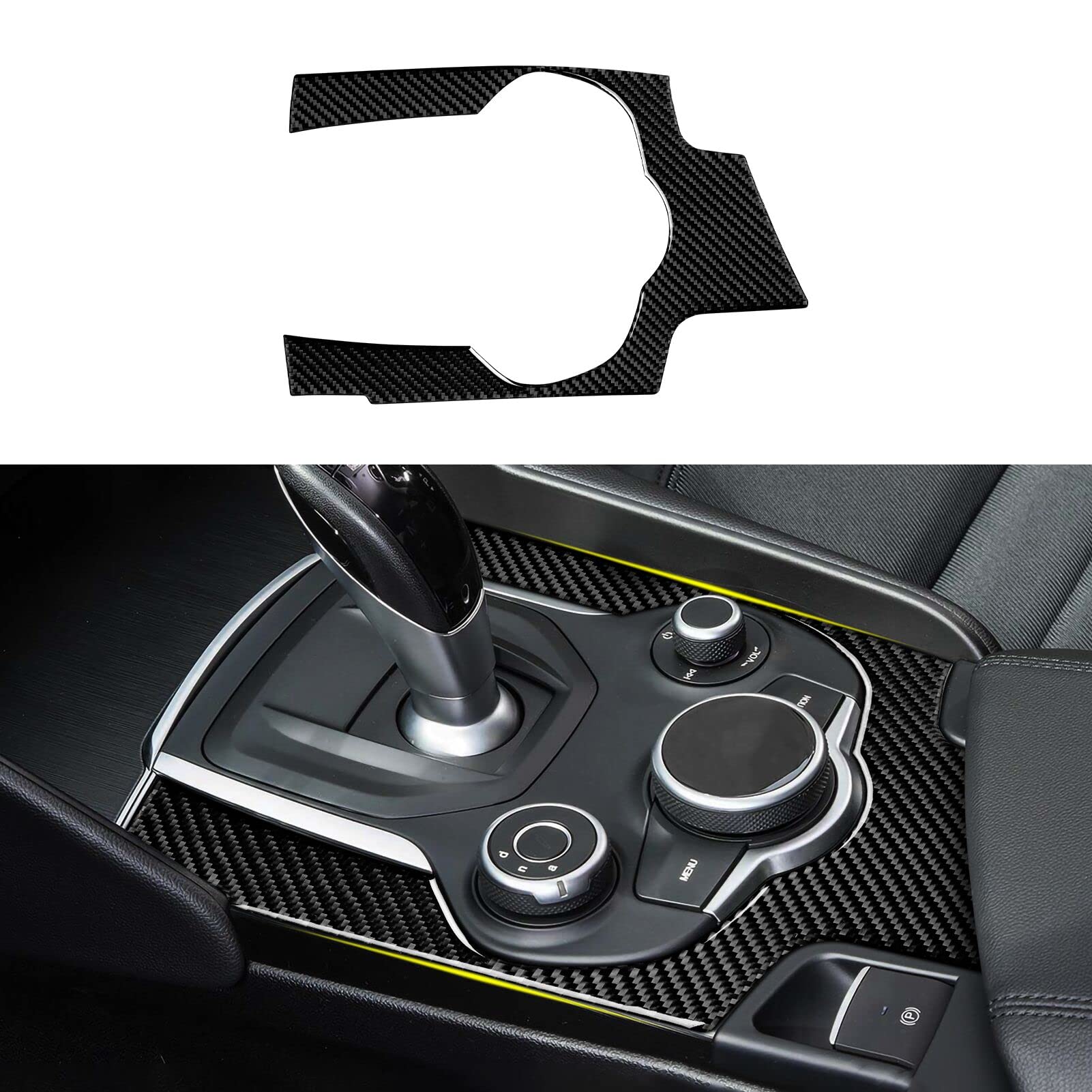 Car Gear Shift Cover Sticker Carbon Fiber Decal Trim Center Console Panel Trim Wrap Fits For Alfa Romeo Giulia 2016 2017 2018 20