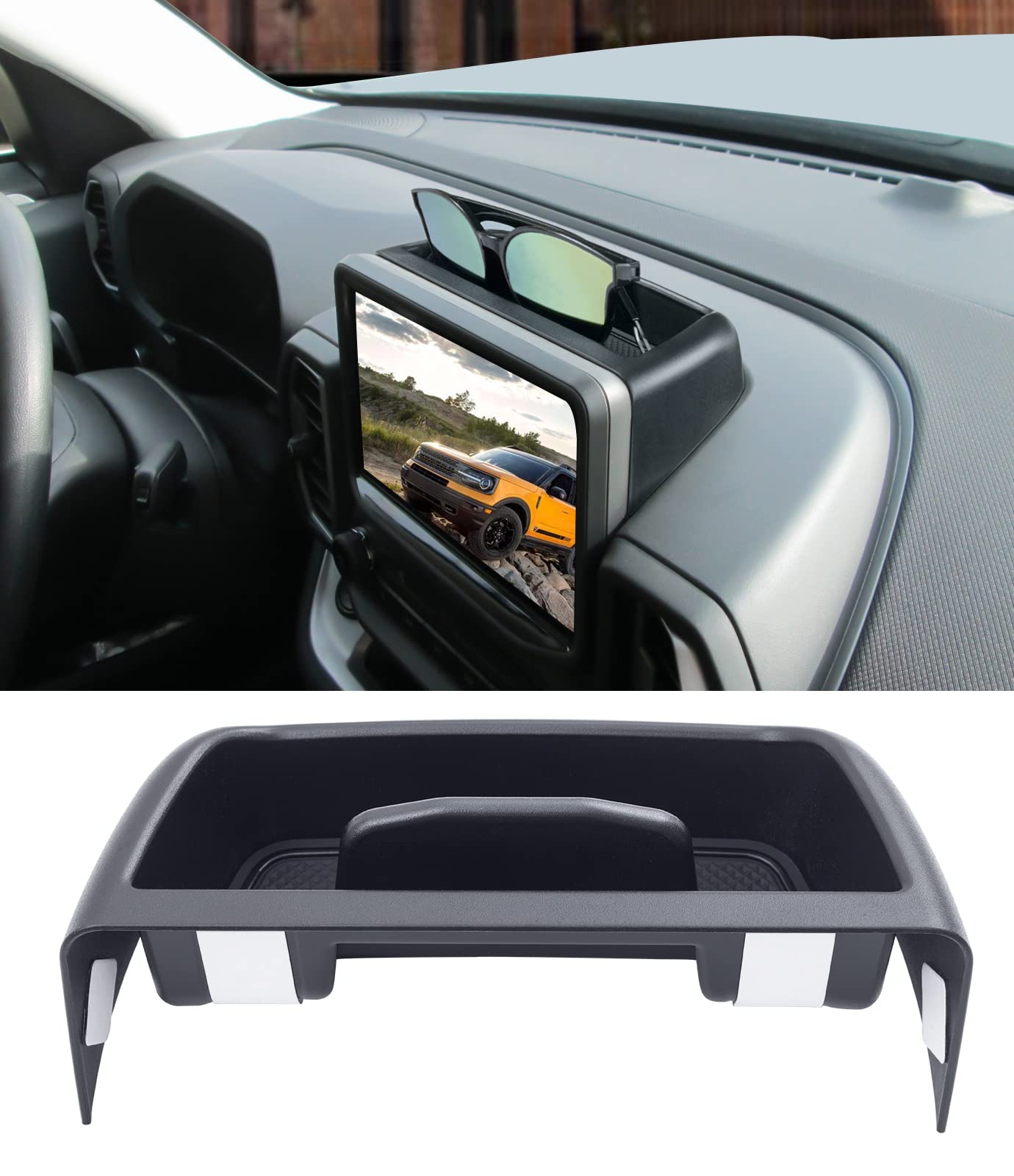 Topinstall Dash Center Console Tray Compatible With Ford Bronco Sport 2021-2024 Accessories (Cx430), Dashboard Insert Abs Plastic Storage Organizer Phone Holder Coin Container (Not For 2025)