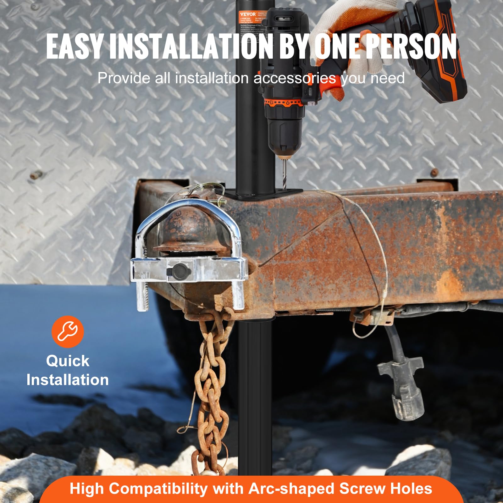 Vevor 2000 Lbs A-Frame Trailer Jack, 13-3/4 Inches Vertical Travel, Trailer Jack Stand With Handle For Horse Trailer, Utility Tr