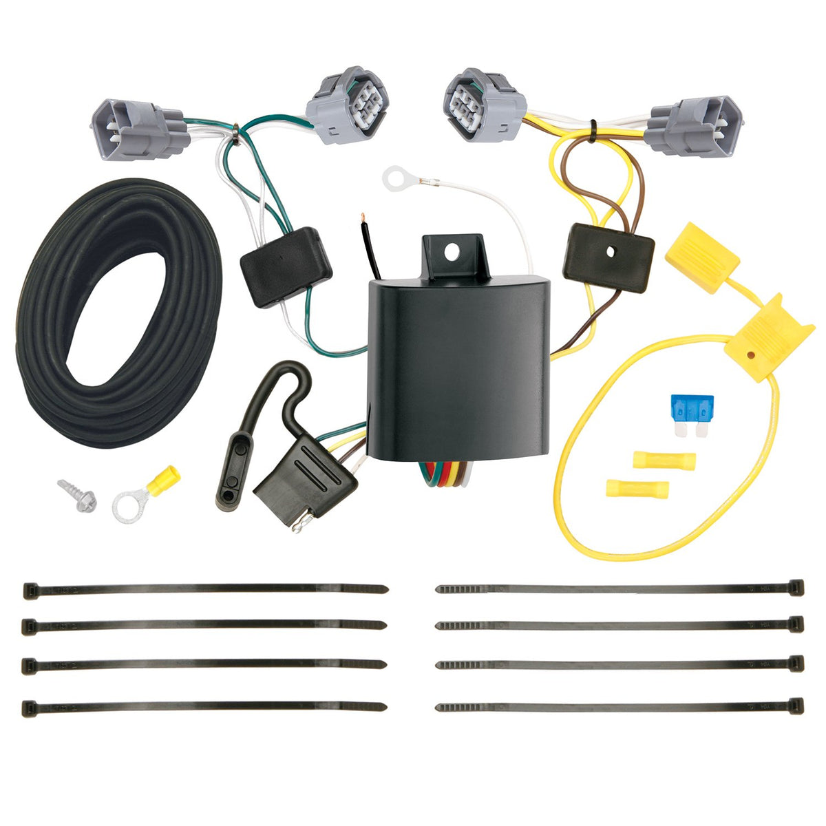 Tekonsha T-One T-Connector Harness, 4-Way Flat, Compatible with Select Jeep Cherokee Black