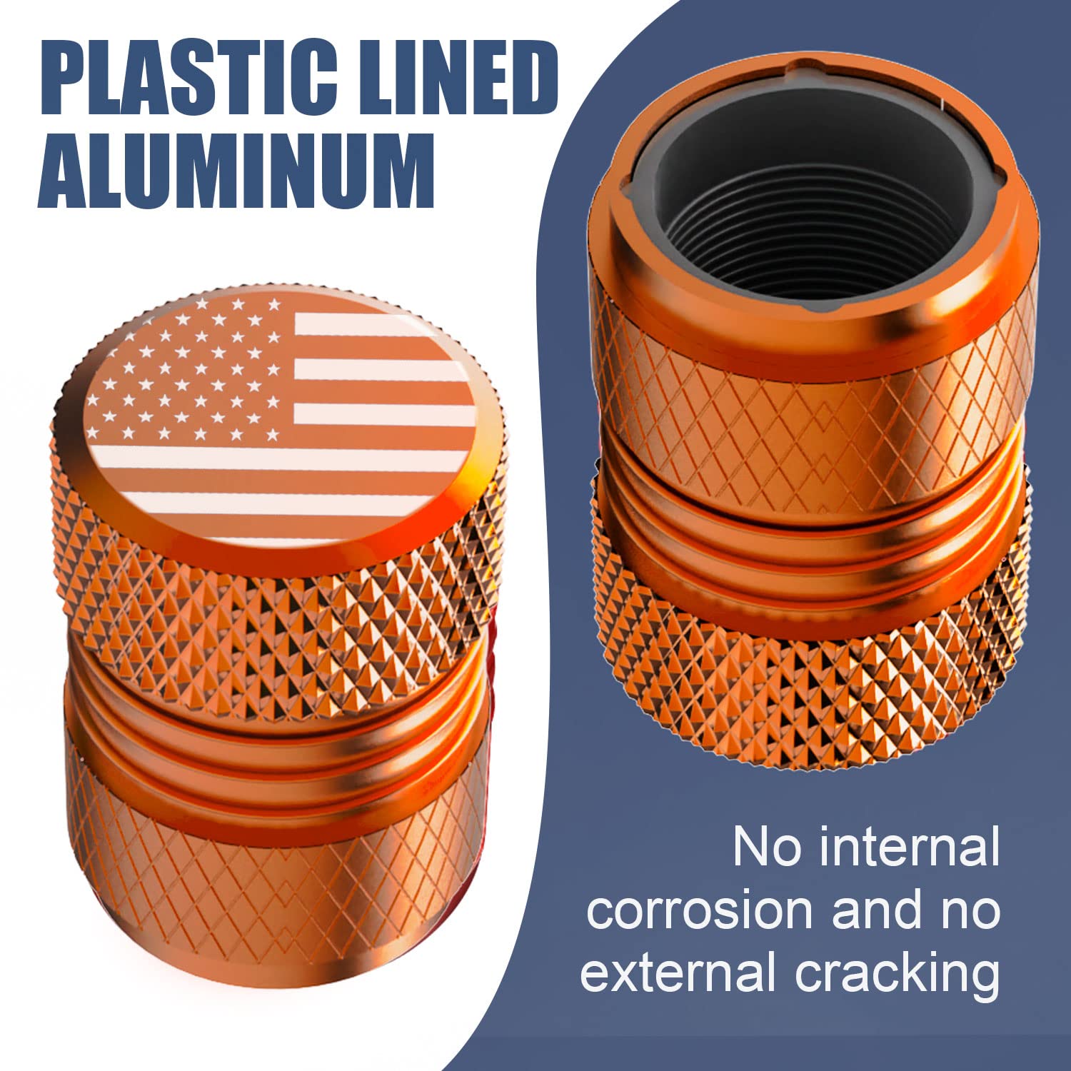 Tire Valve Stem Caps For Car American Flag Tires Air Caps Cover 8 Pack Corrosion Resistant Premium Alloy Universal For Suv Truck