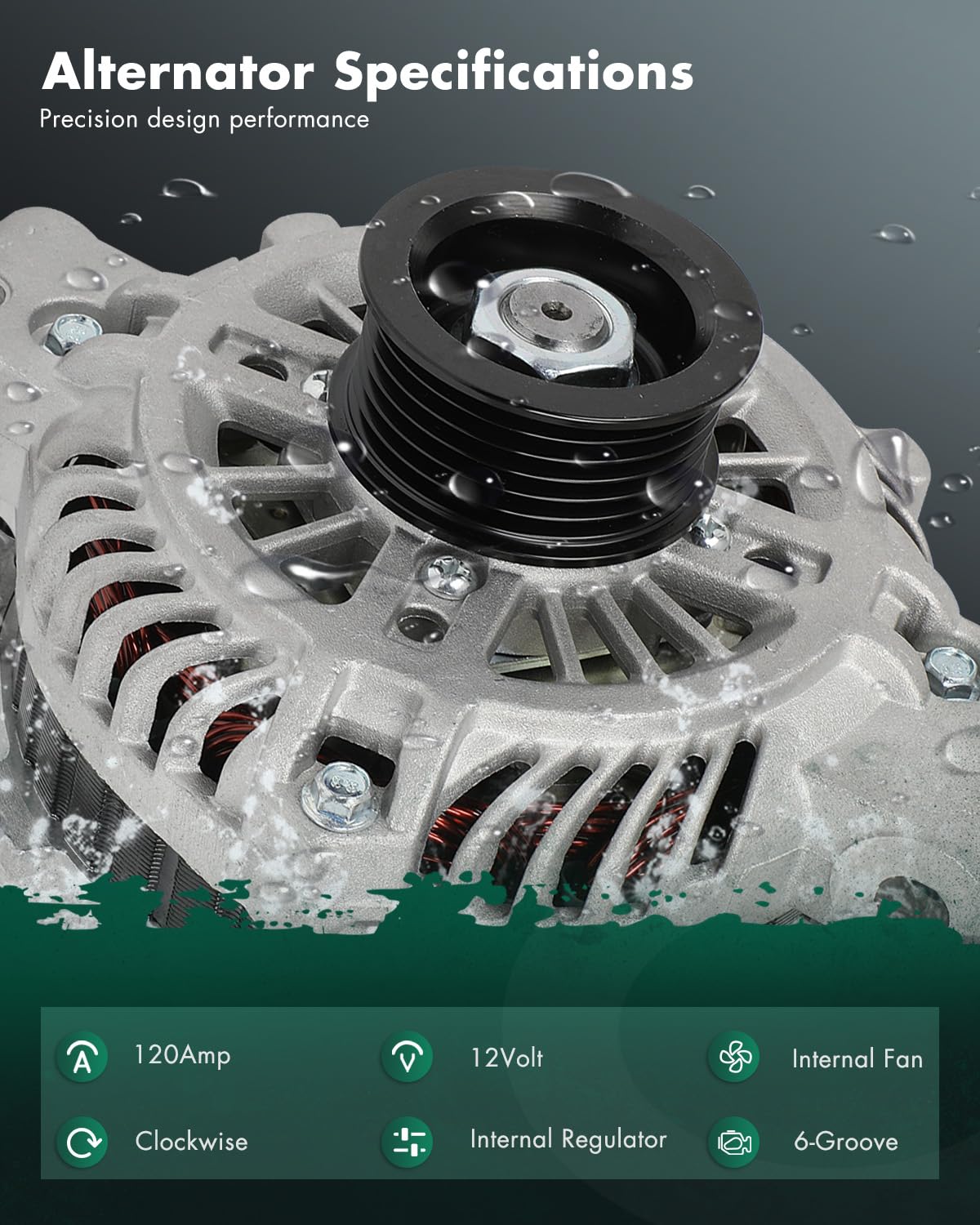 SCITOO Alternator Fit for Pontiac G8 2008-2009 V6 3.6L- 12V 120Amp CW 6-Groove Pulley, Replace OE# 11420