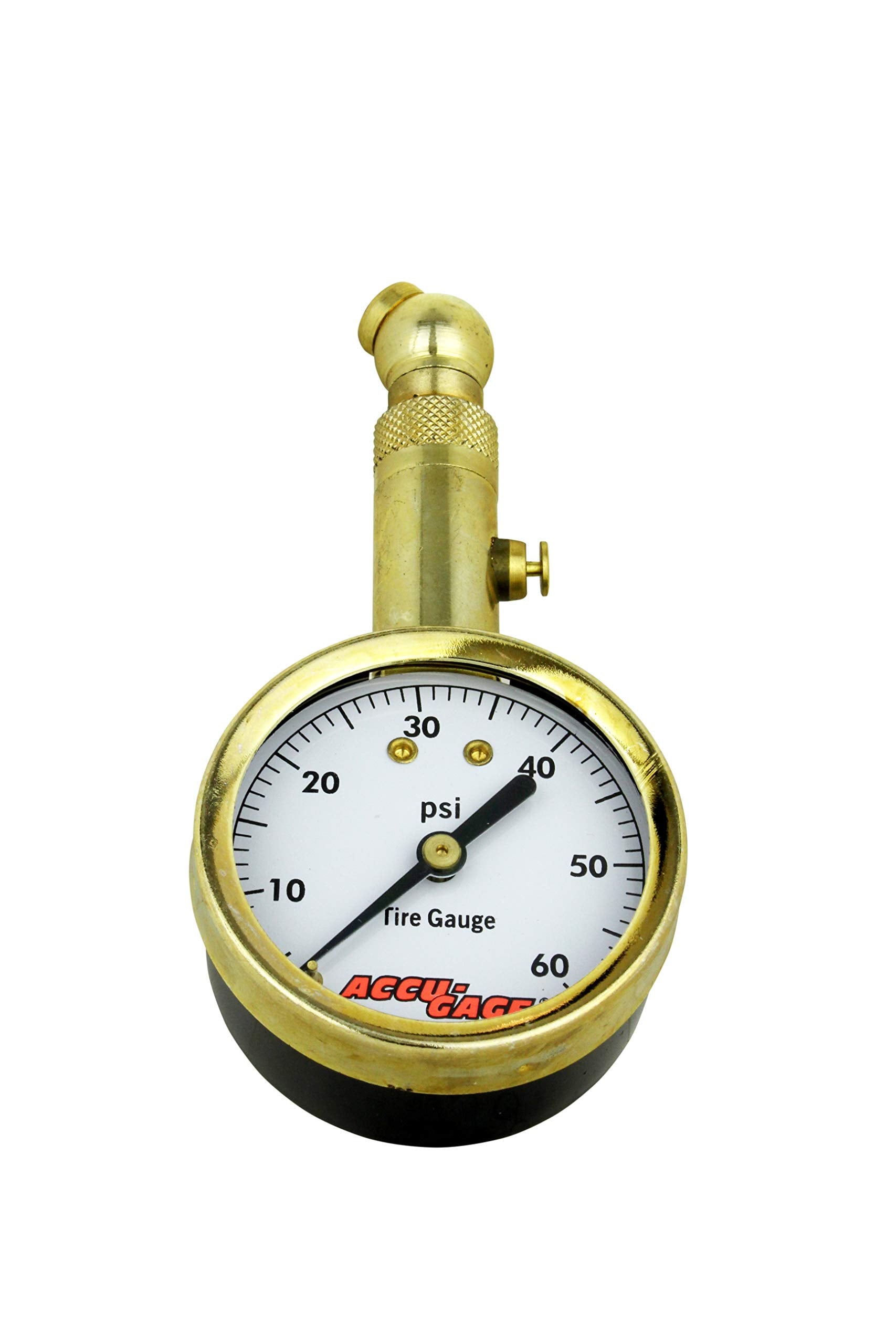 Accu-Gage by Milton Dial Tire Pressure Gauge with Swivel Angle Air Chuck - ANSI Certified for Motorcycle/Car/Truck Tires (0-60 PSI)