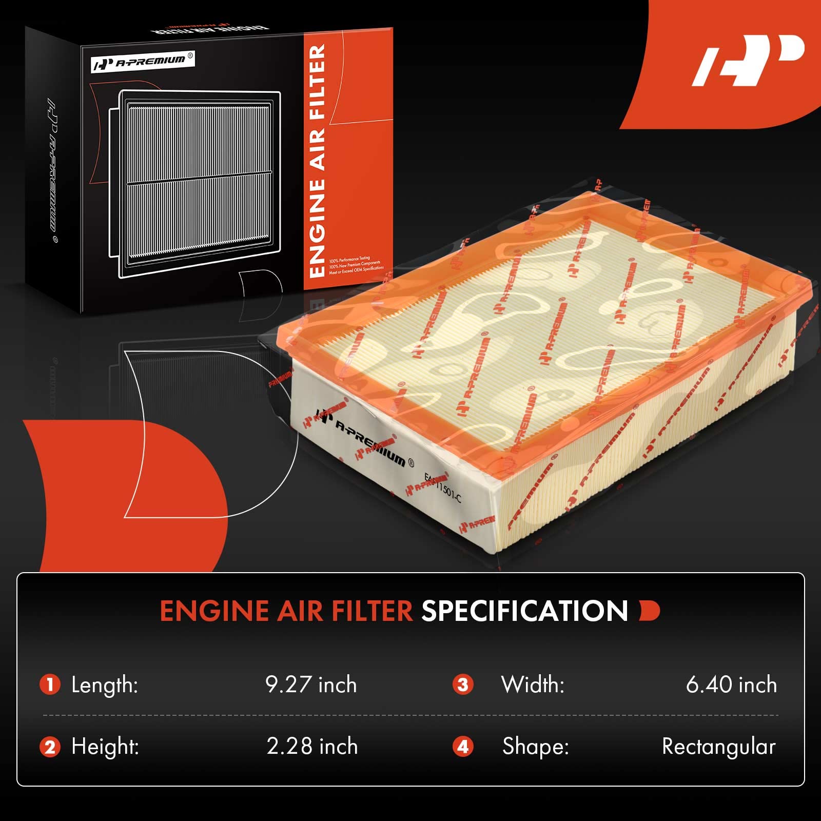 A-Premium Engine Air Filter Compatible With Buick Encore & Chevrolet Trax, 2013-2022, L4 1.4L, Flexible Panel, Replace# 95021102