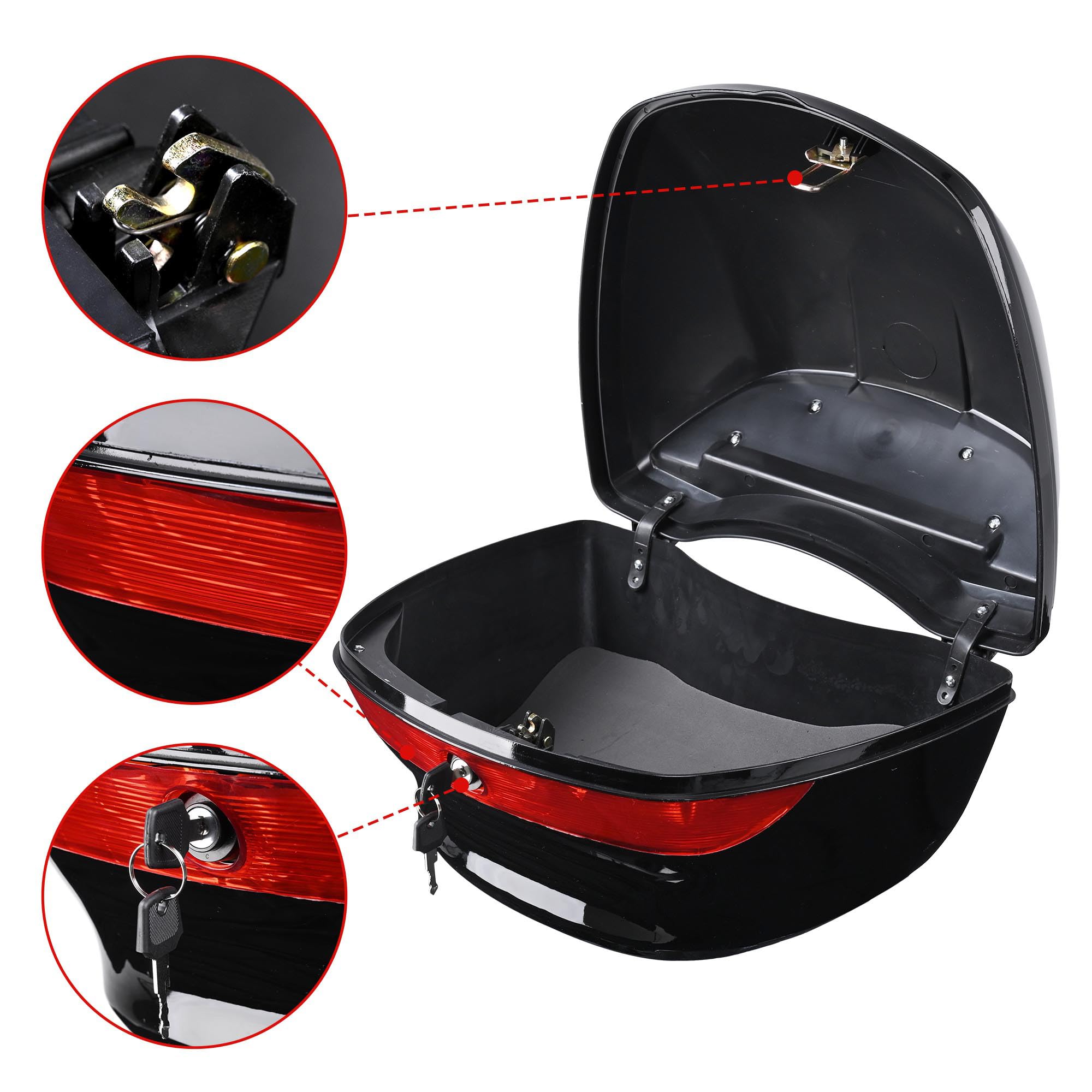 Ahr 33L Motorcycle Top Case Universal Tour Tail Box Scooter Trunk Storage With Lock