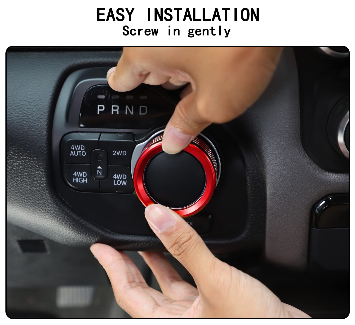 Voodonala For Dodge Ram Aluminum Headlight Headlamp & Gear Shift Shifter Shift Lever Selector Knob Switch Adjustment Knob Cover