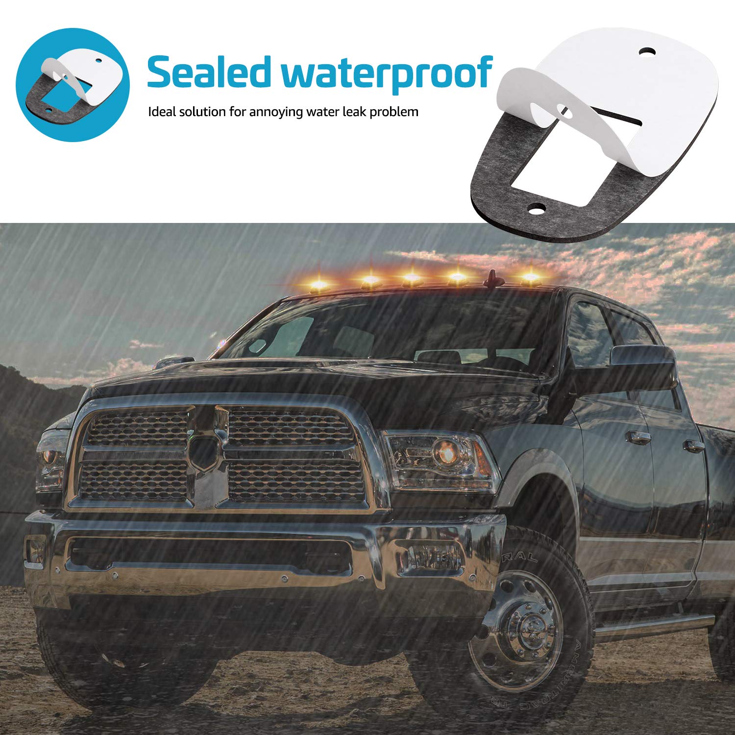 Ndrush Roof Cab Marker Light Gasket Clearance Running Lamp Seal Compatible With 2003 To 2018 Ram 1500 2500 3500 4500 5500 Pickup