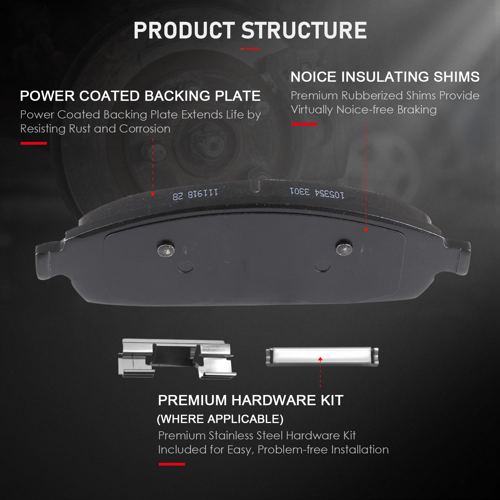 Cciyu D1181 D1087 Front Rear Ceramic Brake Pads Kits 8Pcs Fit For 2006-2010 For Jeep Commander,2005-2010 For Jeep Grand For Cher