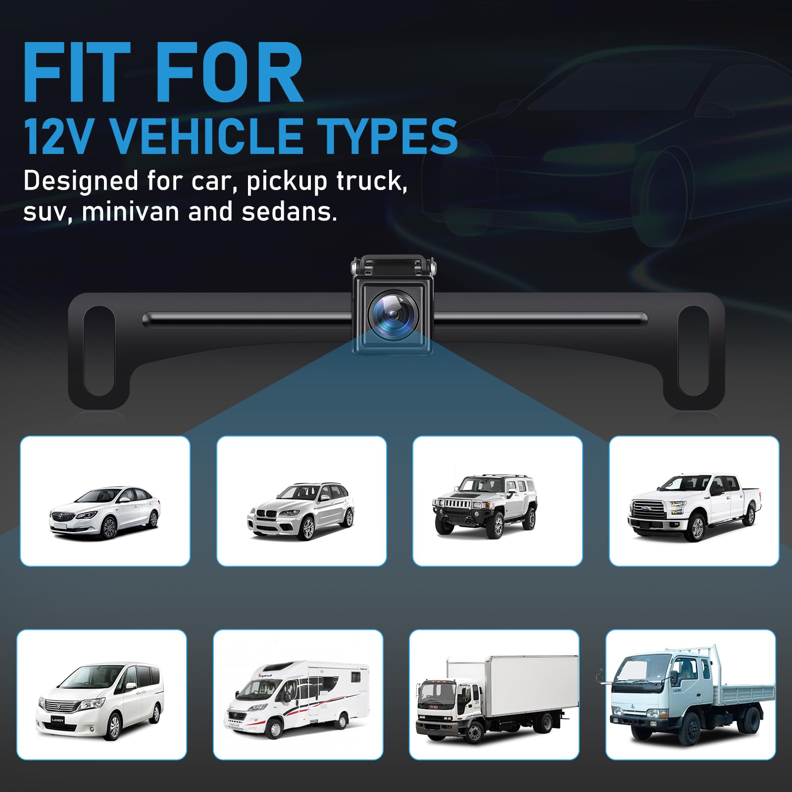 Glk Backup Camera Hd Rear View License Plate Backup Camera Reverse Camera For 12V Pickup Truck Car Suv,With Night Vision Wide An