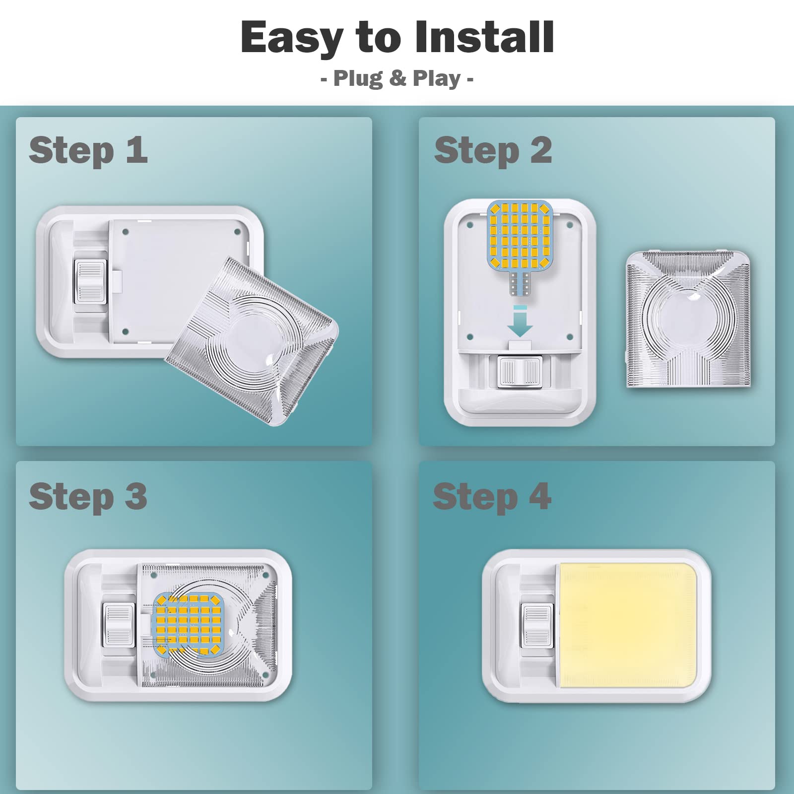 20Pcs T10 921 922 912 194 Rv Interior Led Light Bulbs, Super Bright Led Bulbs Replacement Lighting 36-Smd 2835 3200K Warm White For 12V Rv Camper Trailer Motorhome Boat Dome Car Marine Indoor Light