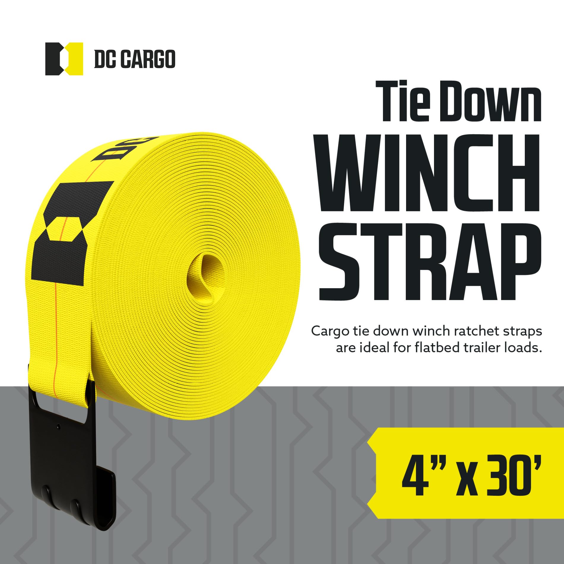 Dc Cargo Mall Truck Straps, 4 Inch X 30' Straps For Flatbed Trailer Heavy Duty Tie-Downs W/Flat Hooks (10-Pack) 16,500 Lbs Break