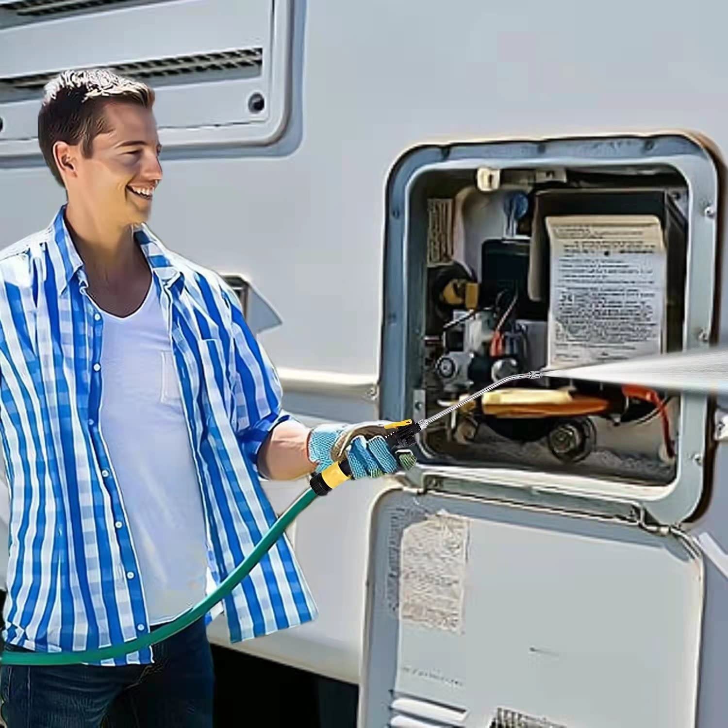 Rv Water Heater Tank Rinser,Metal Tube Water Tank Flusher,Powerful Water Spray,Flushes And Removes Sediment And Scale From Rv Wa