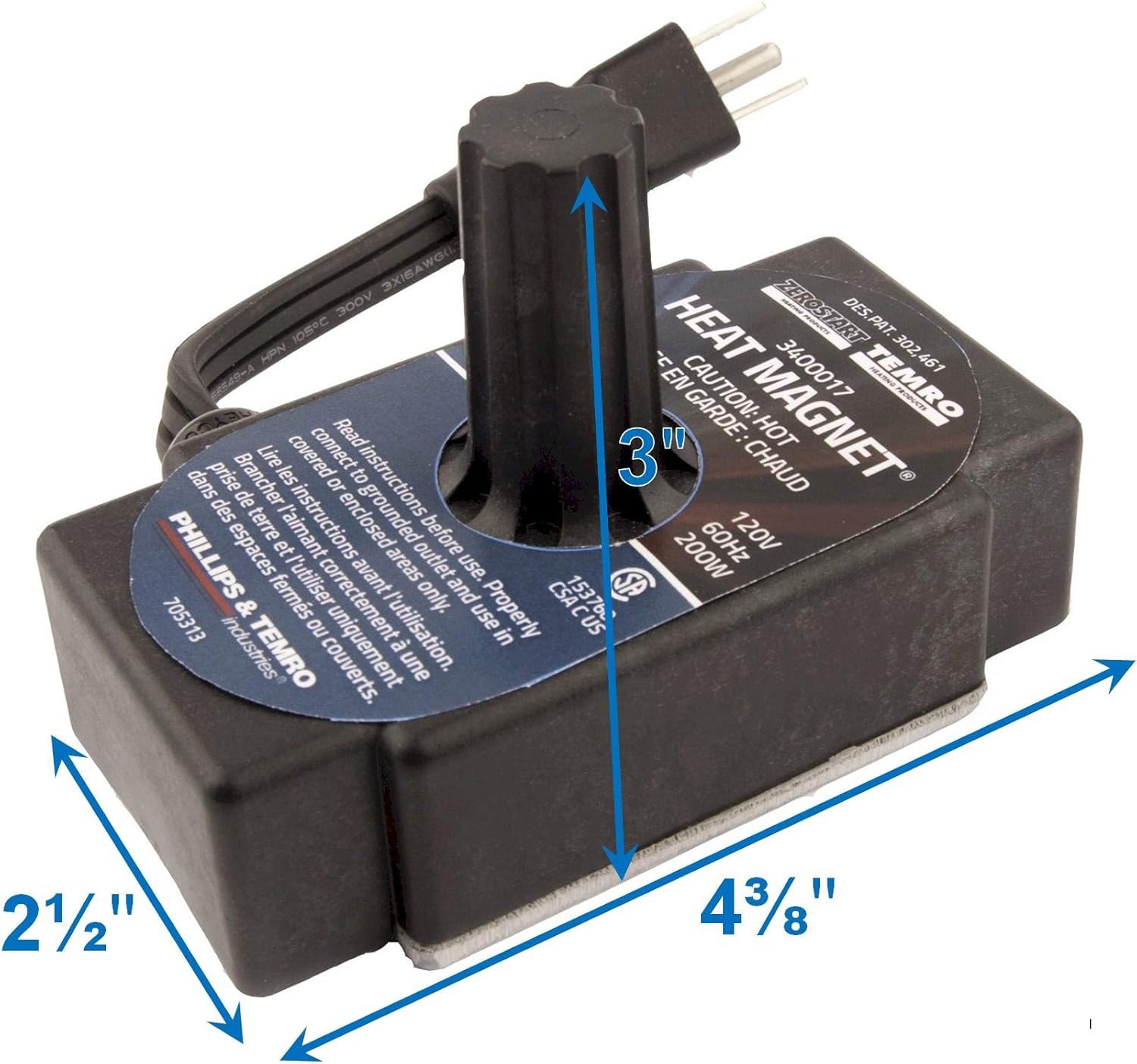 Zerostart 3400017 Portable Electric Heat Magnet Heater for Transmissions, Oil Pans and Small Engines | Magnetic Engine Block Hea