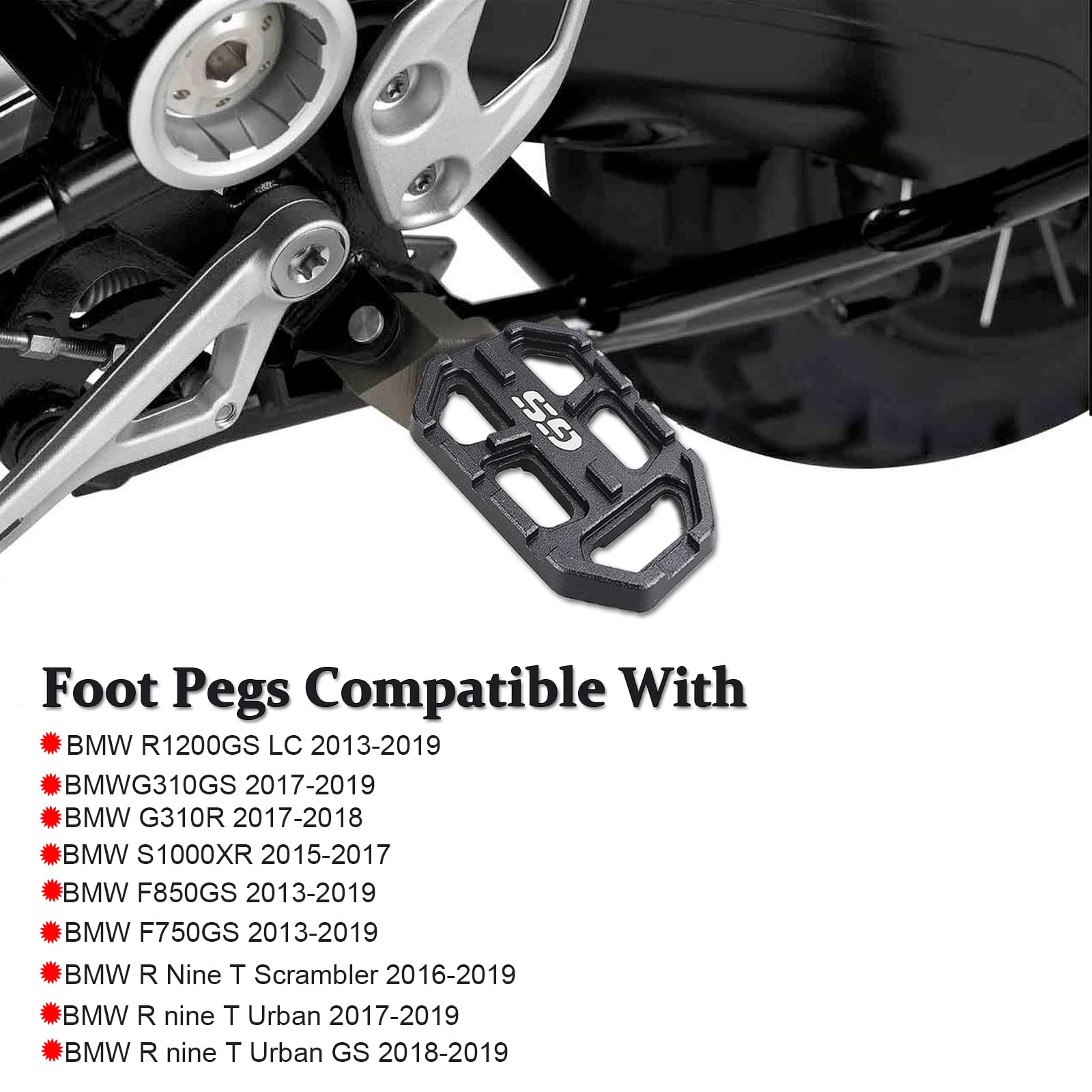 LKV R1200GS Foot Pegs Motorcycle Foot Rests Extender Pedal Replacement for BMW G310GS S1000XR F850GS F750GS R Nine T Scrambler T