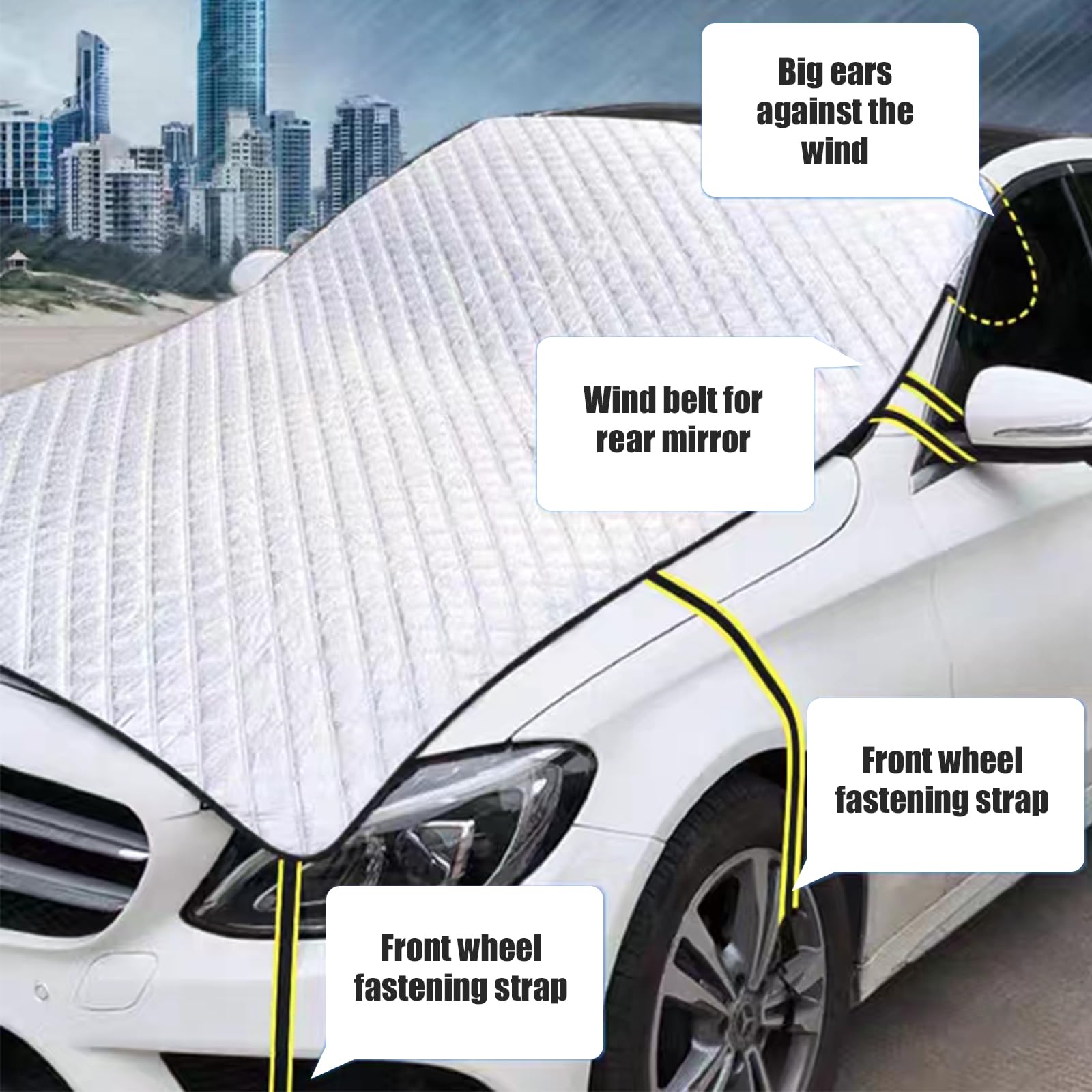 ZBGUN 1 PC Car Half Car Cover Sunshade, Windshield Hood All-Season Protection Waterproof Dustproof Frostproof Portable Car Cloth