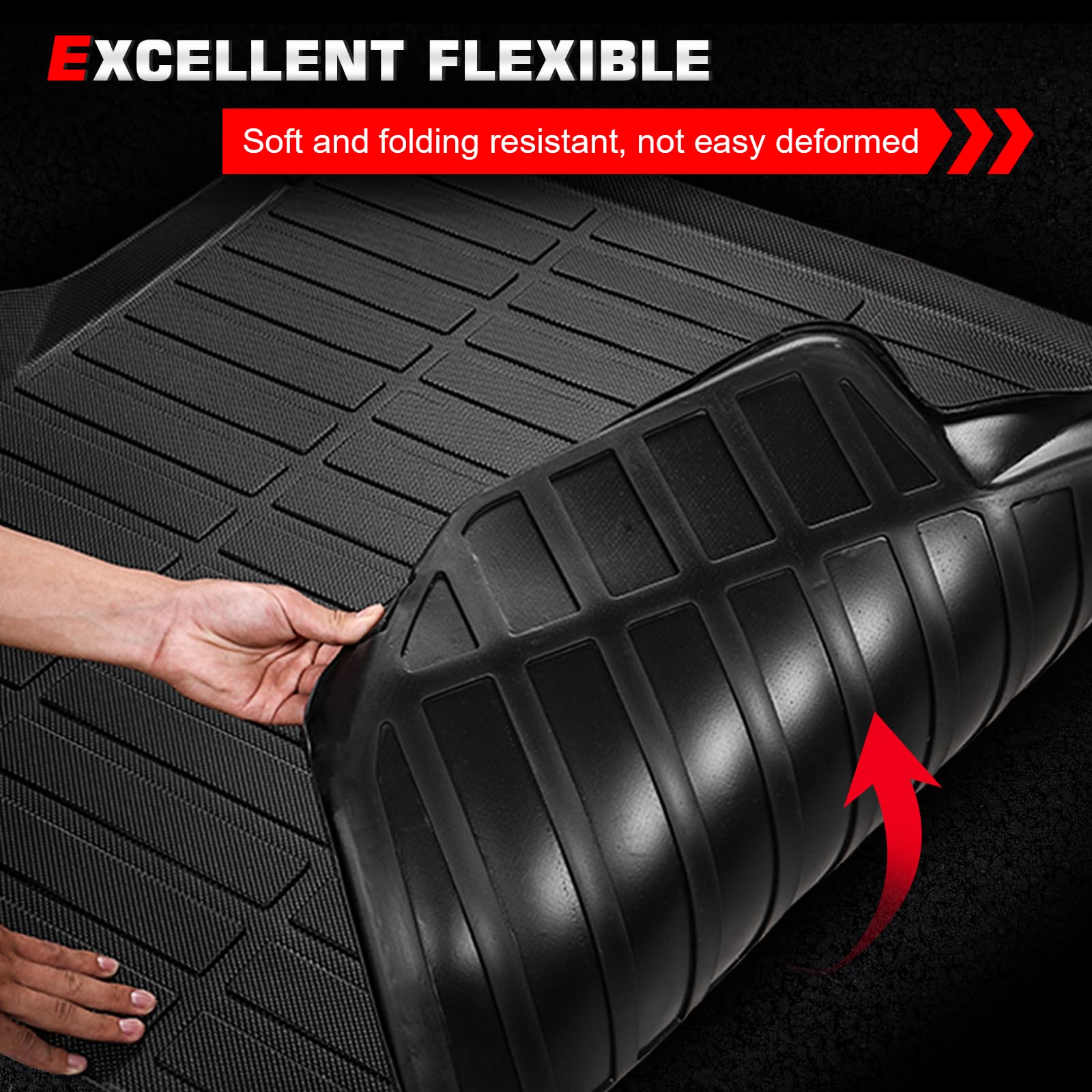 IKON MOTORSPORTS TPE Cargo Trunk Liner, Compatible with 2022-2024 Hyundai Tucson, Custom Fit All Weather Protection Heavy Duty Rear Trunk Tray Cargo Mats Protector, Black