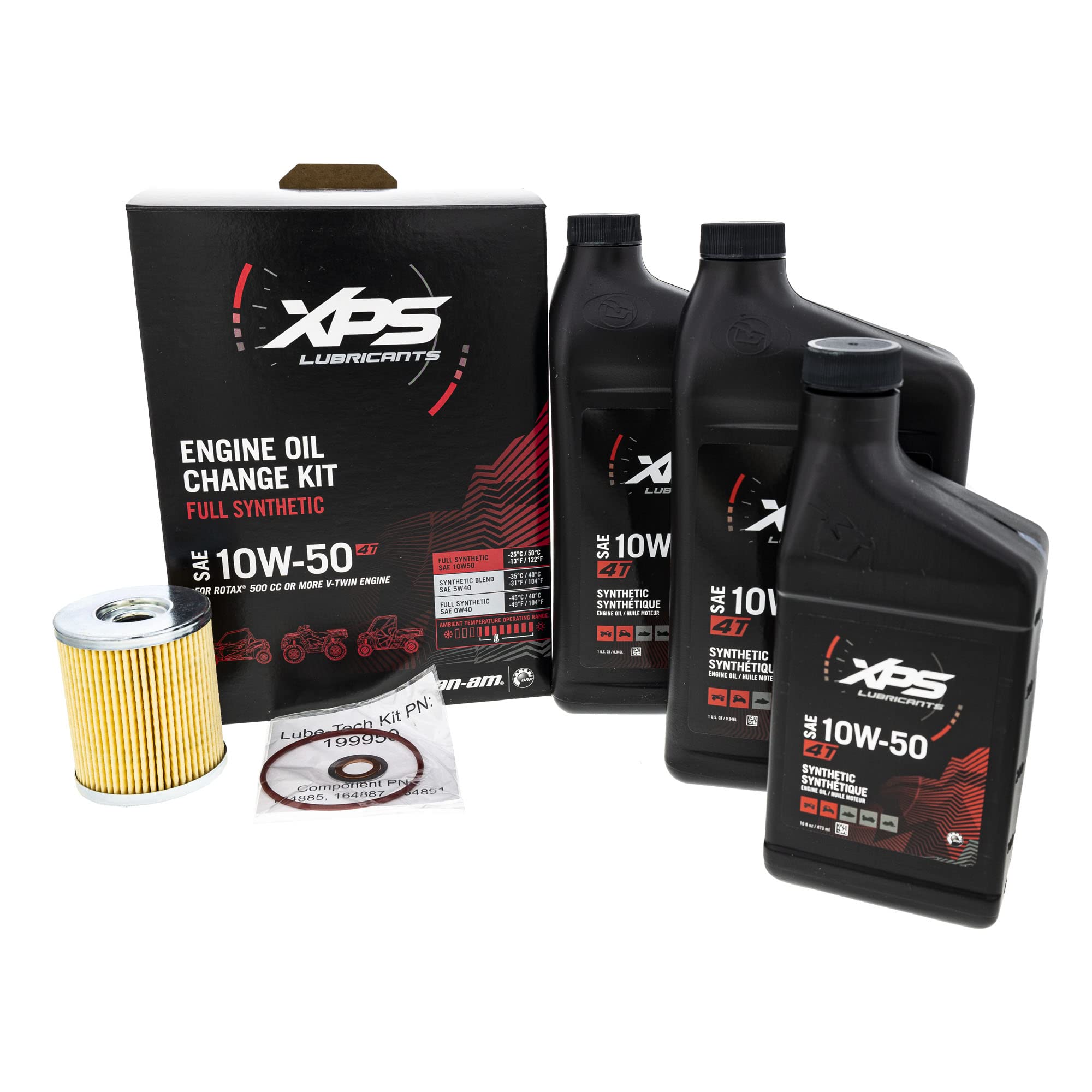 Can-Am Oem 4T 10W-50 Synthetic Blend Oil Change Kit, 779252, 9779252