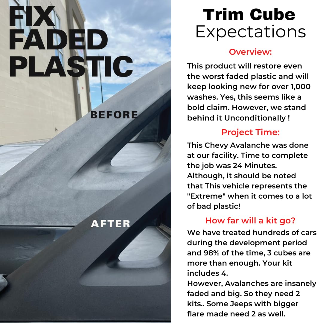 Lithium Plastic Trim Restoration Kit - Ceramic Graphene Infused Trim Cubes - Restores Even The Most Damaged Car Plastic Trim to