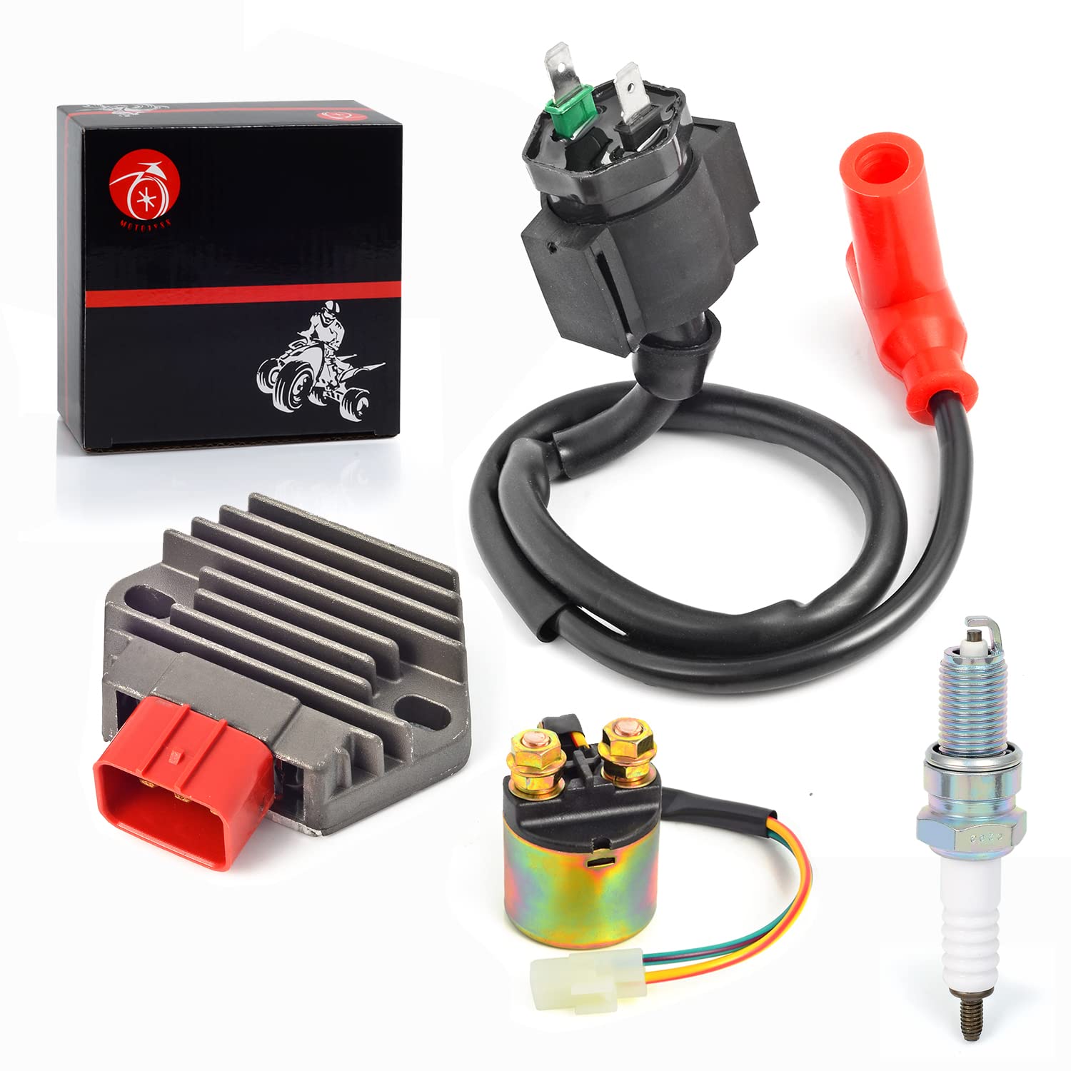 Regulator Rectifier & Relay Ignition Coil Spark Plug Kit For Honda 2000-2006 Rancher 350 350Es 350S 1998-2001 Foreman 450 Trx450
