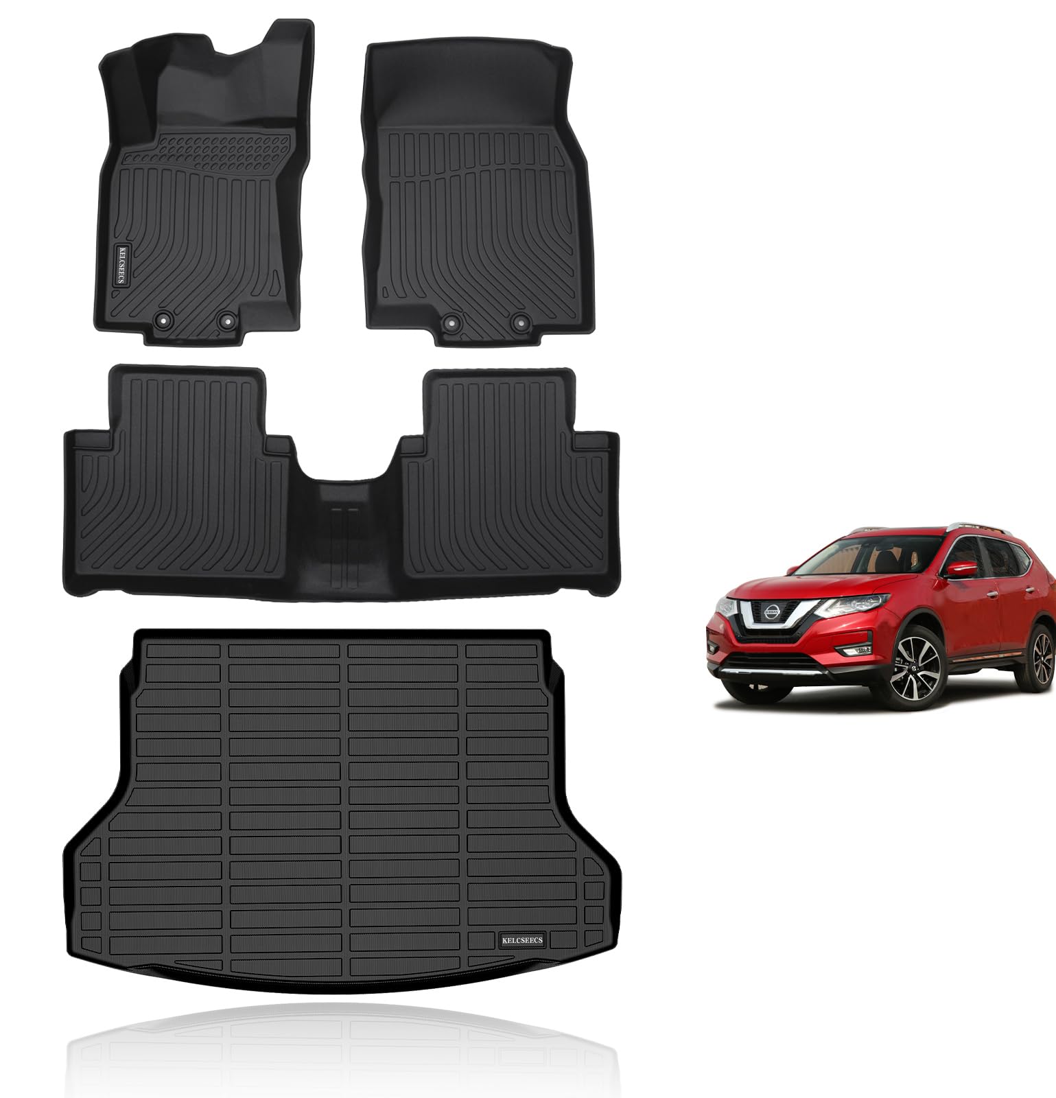 KELCSEECS Floor Mats & Cargo Liner for 2014 2015 2016 2017 2018 2019 2020 Nissan Rogue (Not Fit Sport) Car Mats Cargo Mat Trunk 