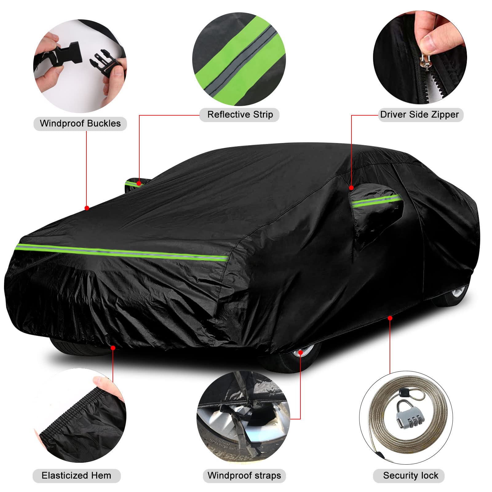 Waterproof Car Covers Replace For 2013-2025 Mercedes-Benz Cla 180 200 220 250, 6 Layers All Weather Car Cover With Zipper Door &
